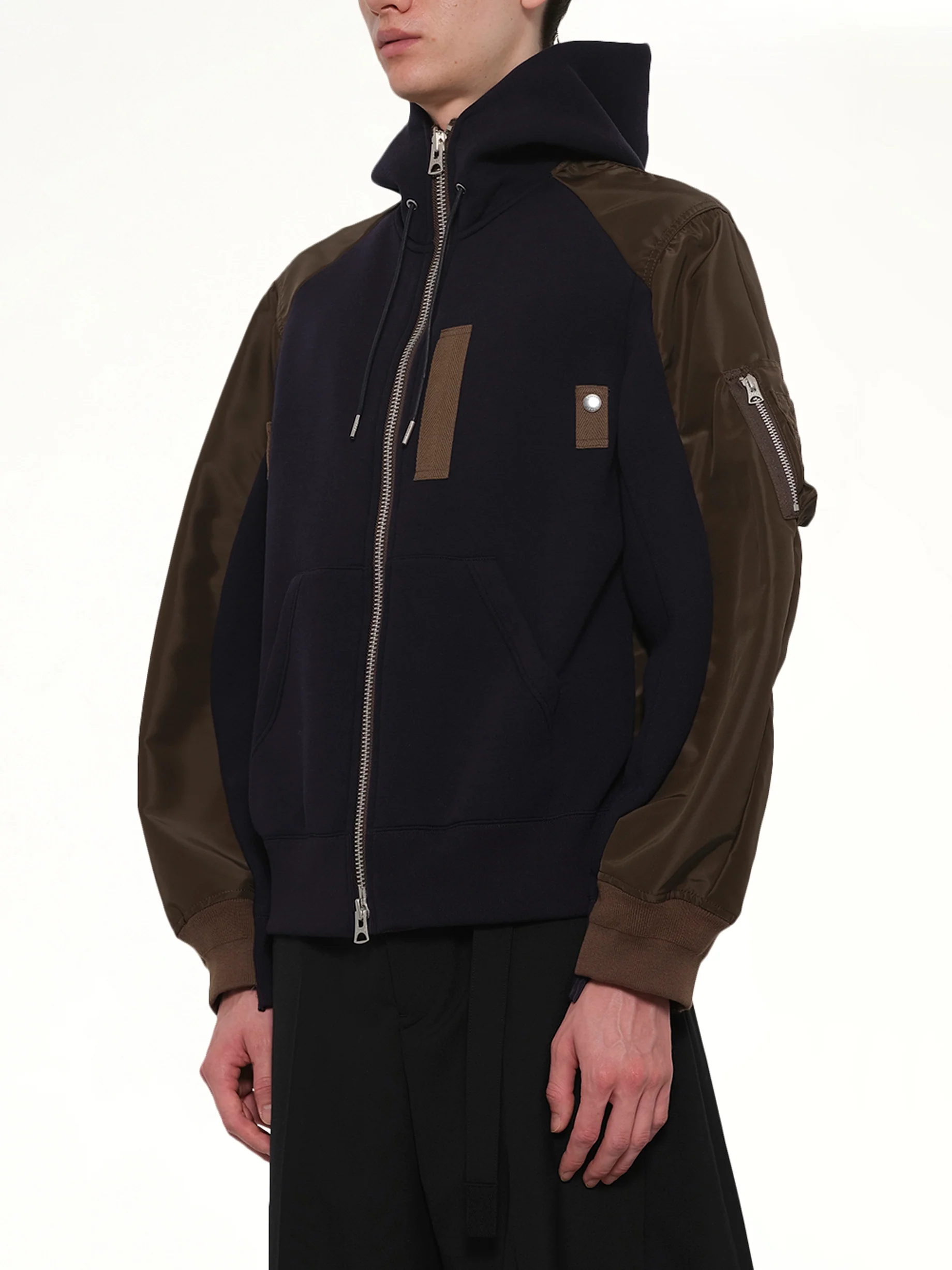 Sponge Sweat Hoodie in Navy/Dark Khaki - Image 3