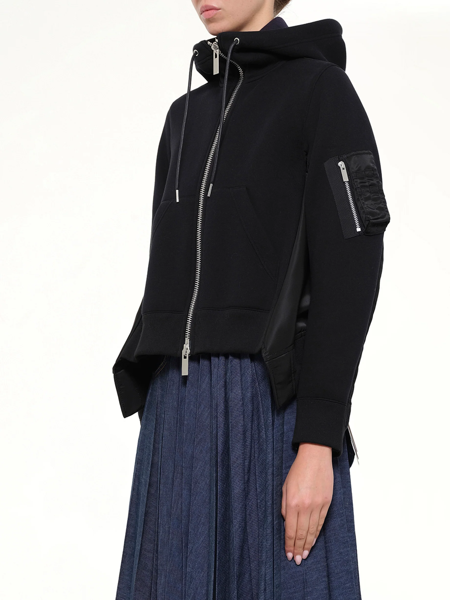 Sponge Sweat x Nylon Twill Hoodie in Black - Image 3