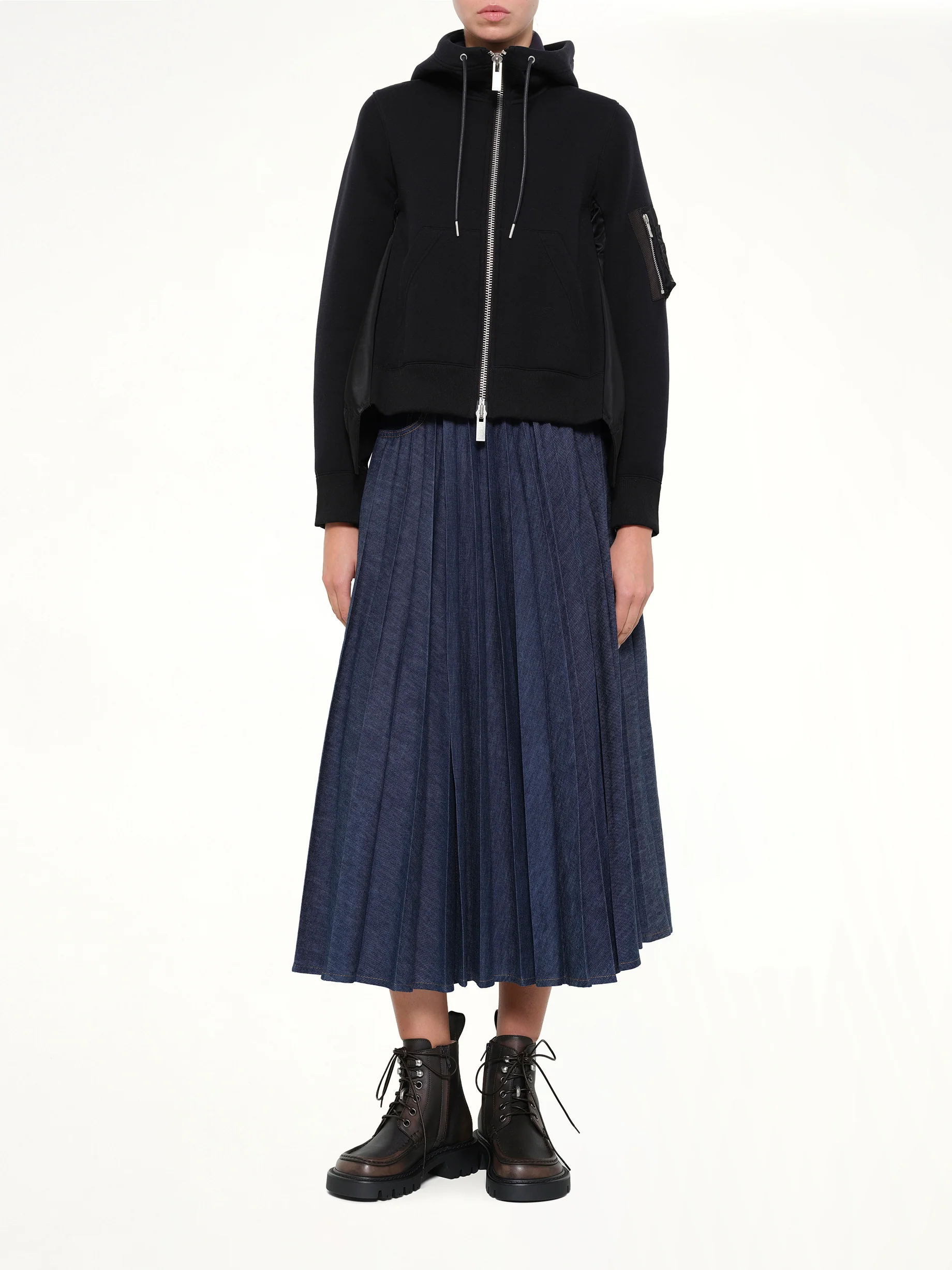 Sponge Sweat x Nylon Twill Hoodie in Black - Image 4