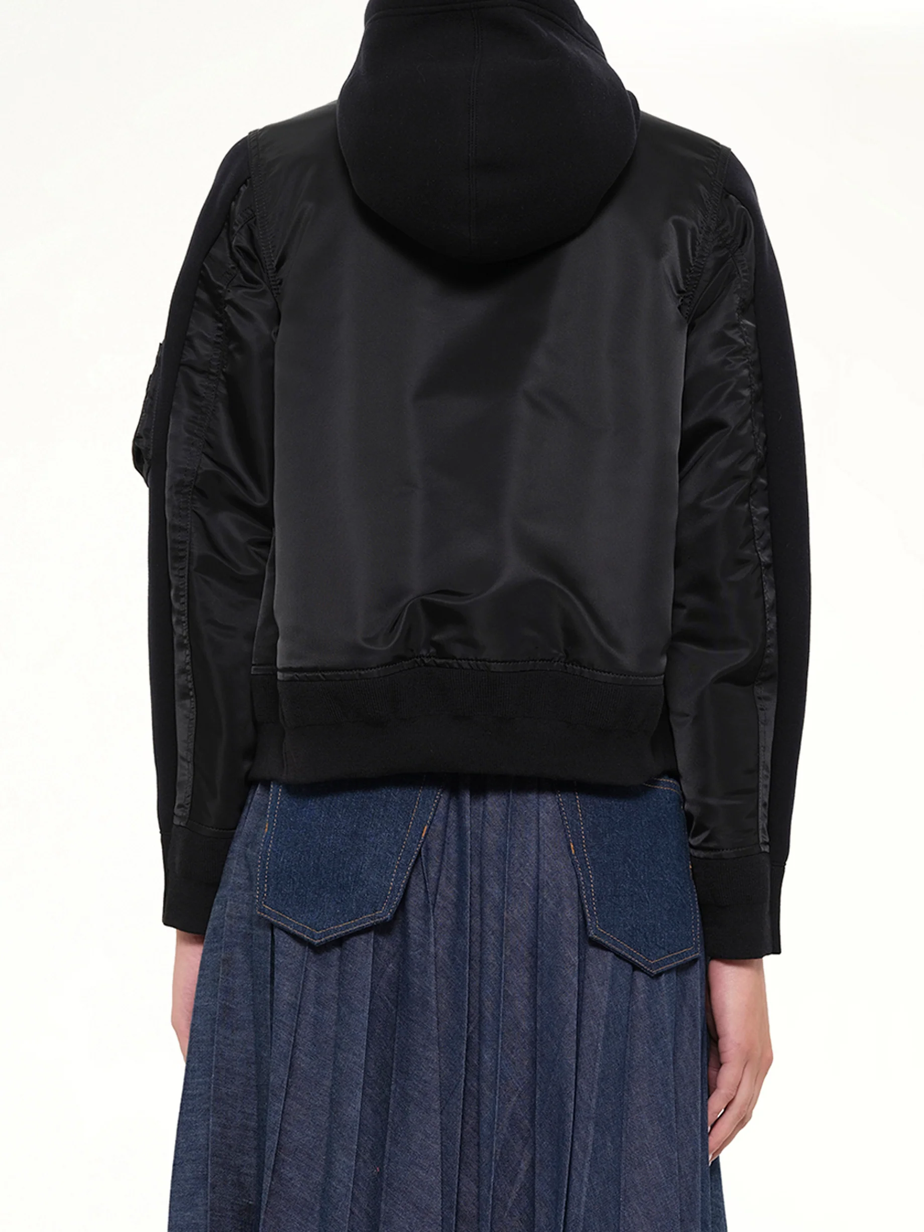 Sponge Sweat x Nylon Twill Hoodie in Black - Image 5