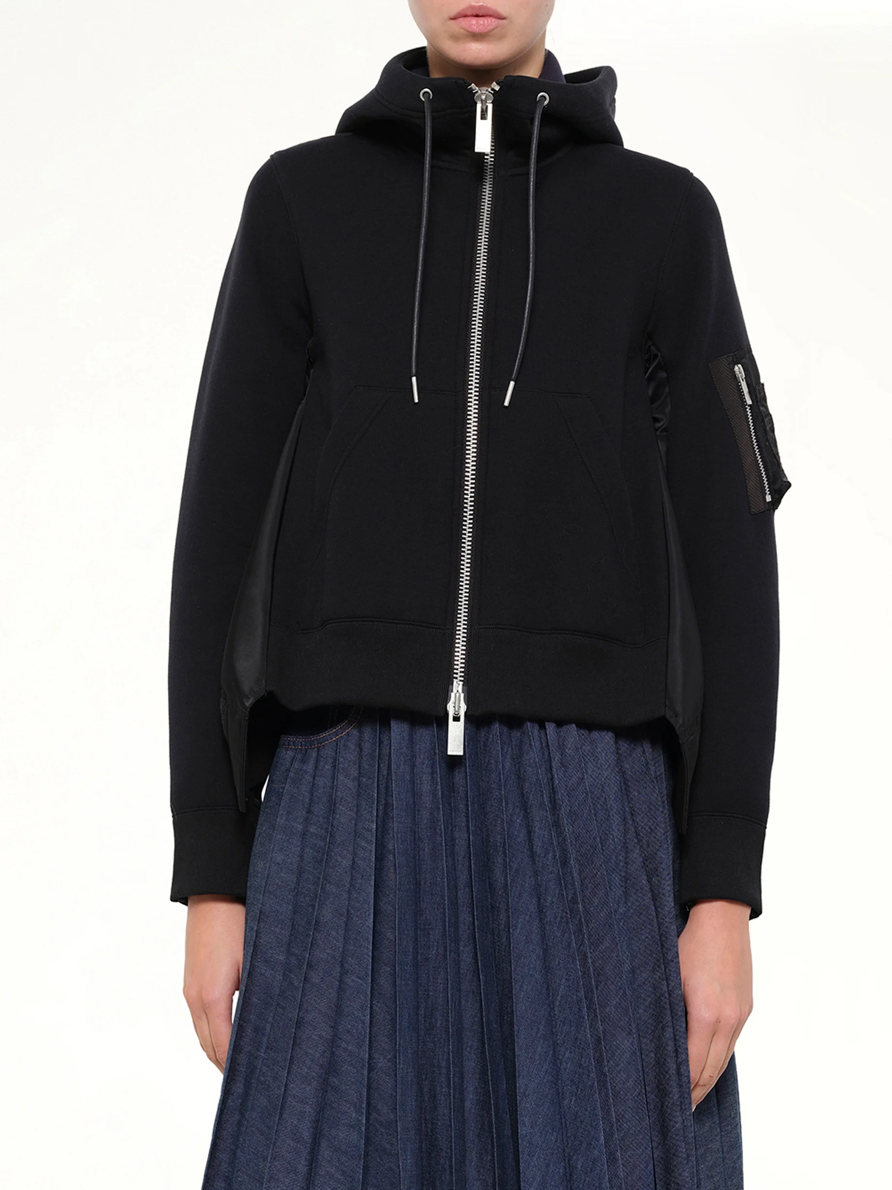Sponge Sweat x Nylon Twill Hoodie in Black - Image 6