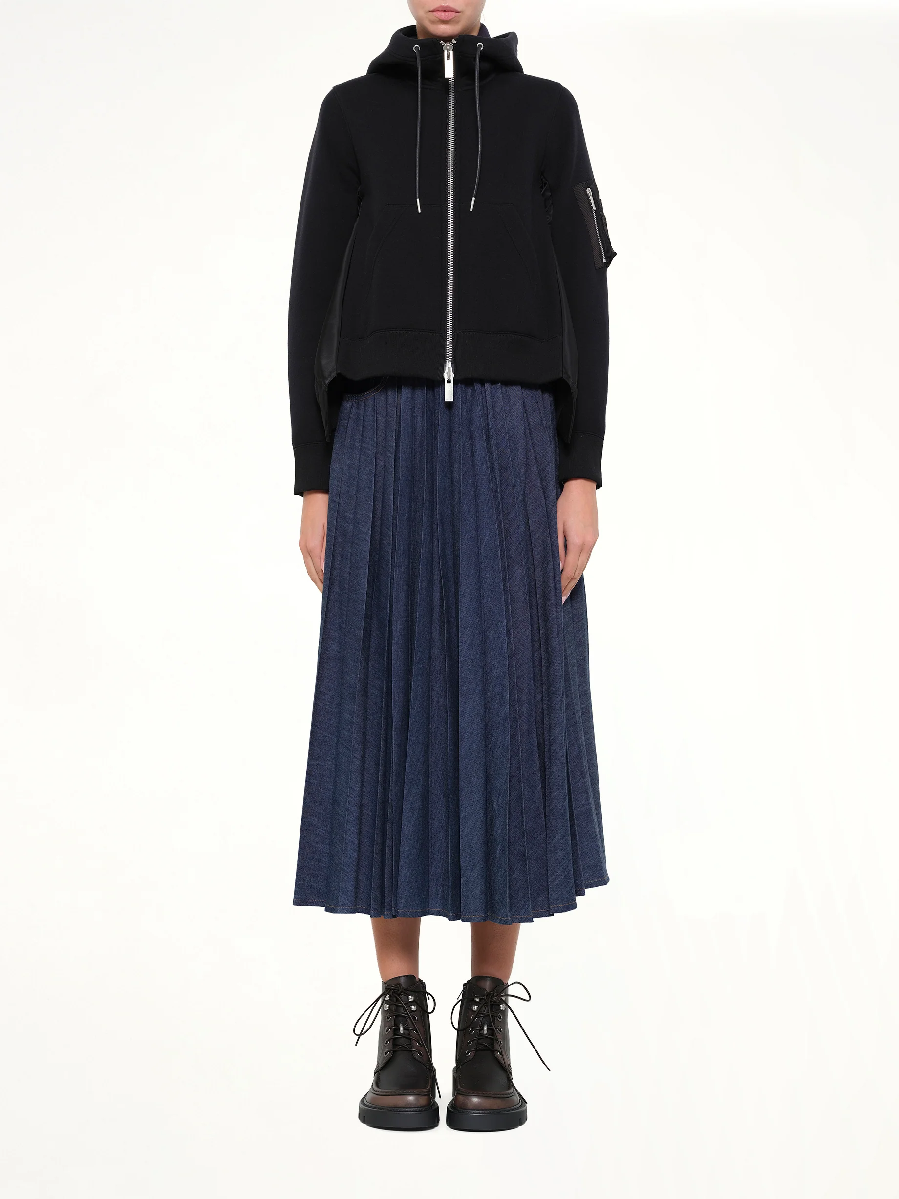 Sponge Sweat x Nylon Twill Hoodie in Black - Image 7