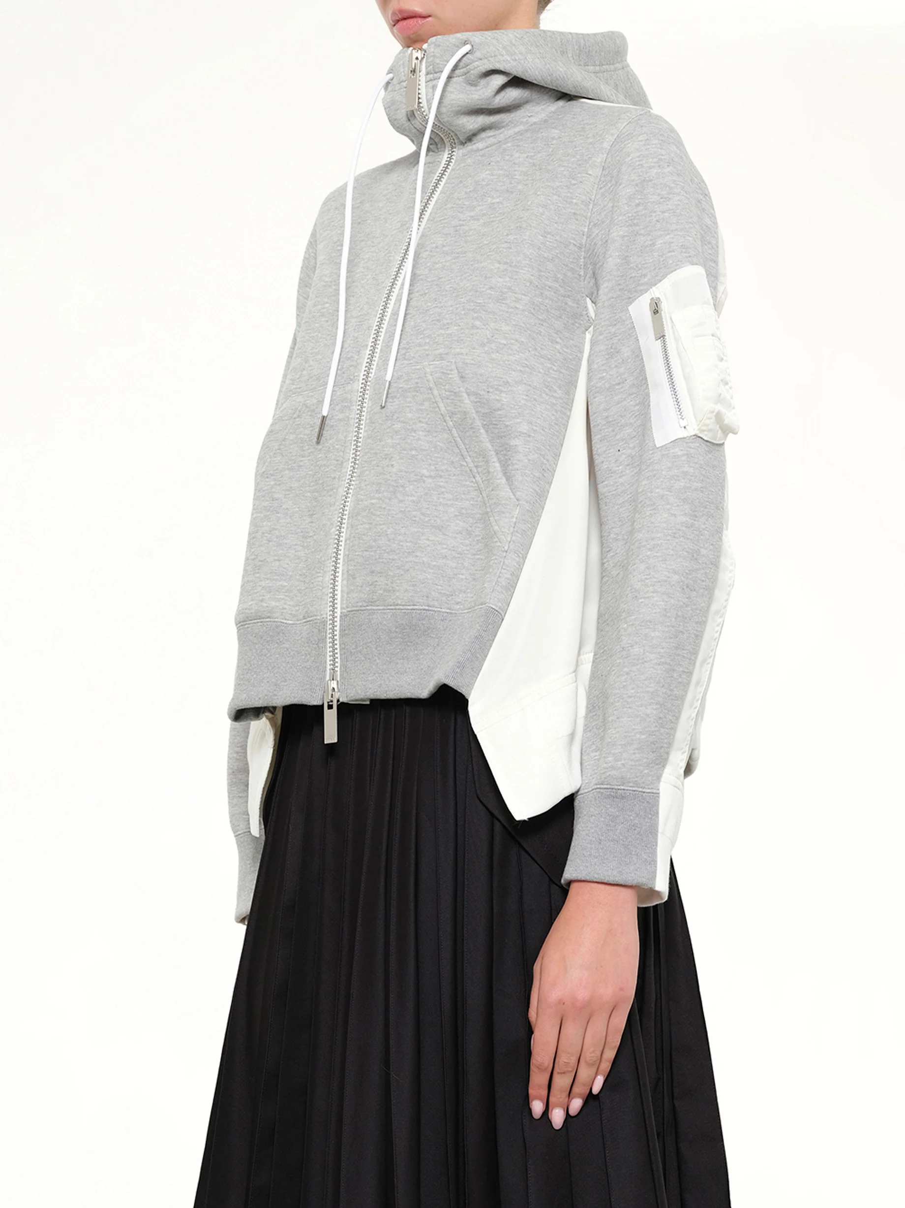 Sponge Sweat x Nylon Twill Hoodie in Grey - Image 3