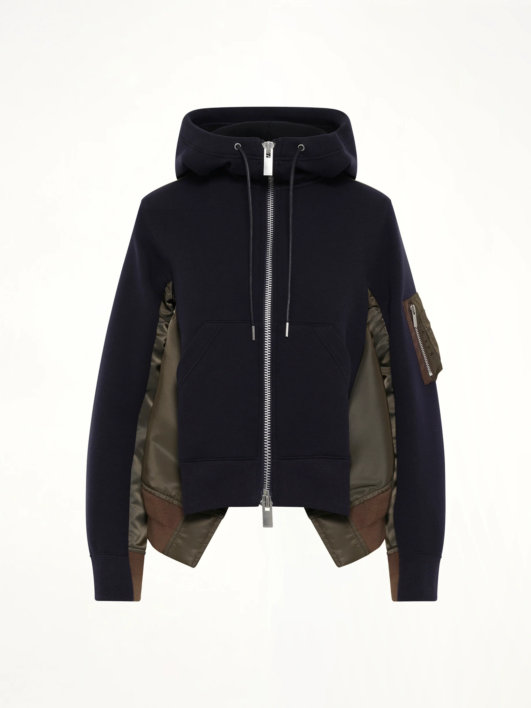 Sponge Sweat x Nylon Twill Hoodie in Navy/Dark Khaki - Image 2