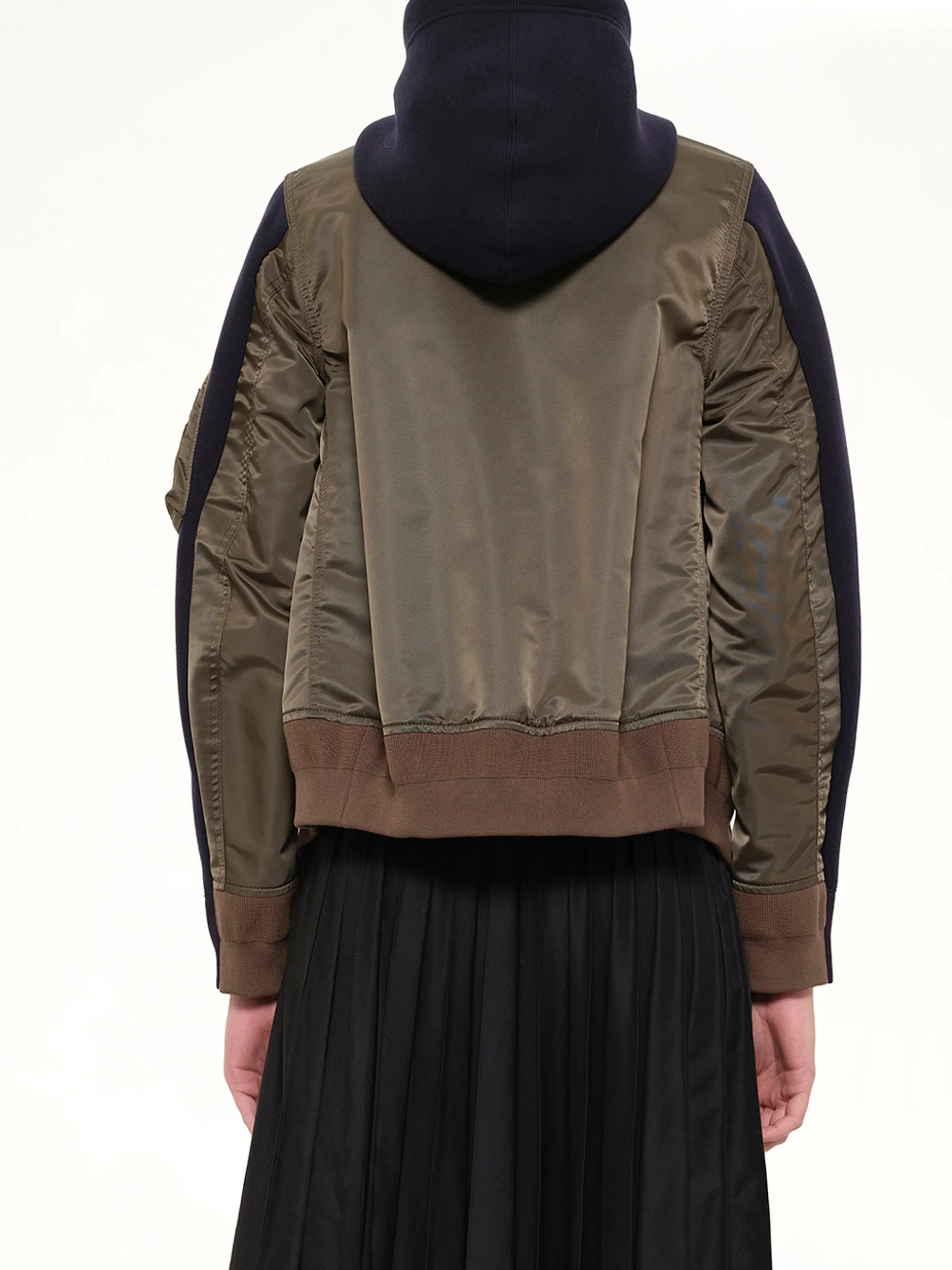 Sponge Sweat x Nylon Twill Hoodie in Navy/Dark Khaki - Image 5