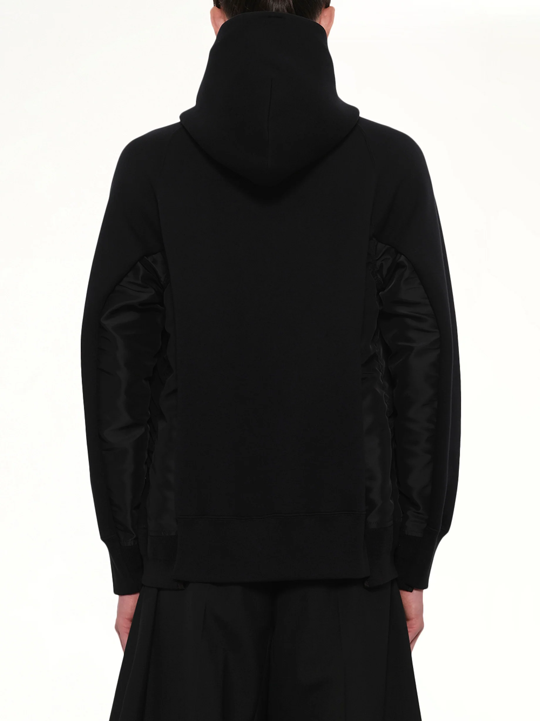 Sponge Sweat x Nylon Twill Zip Hoodie in Black - Image 5