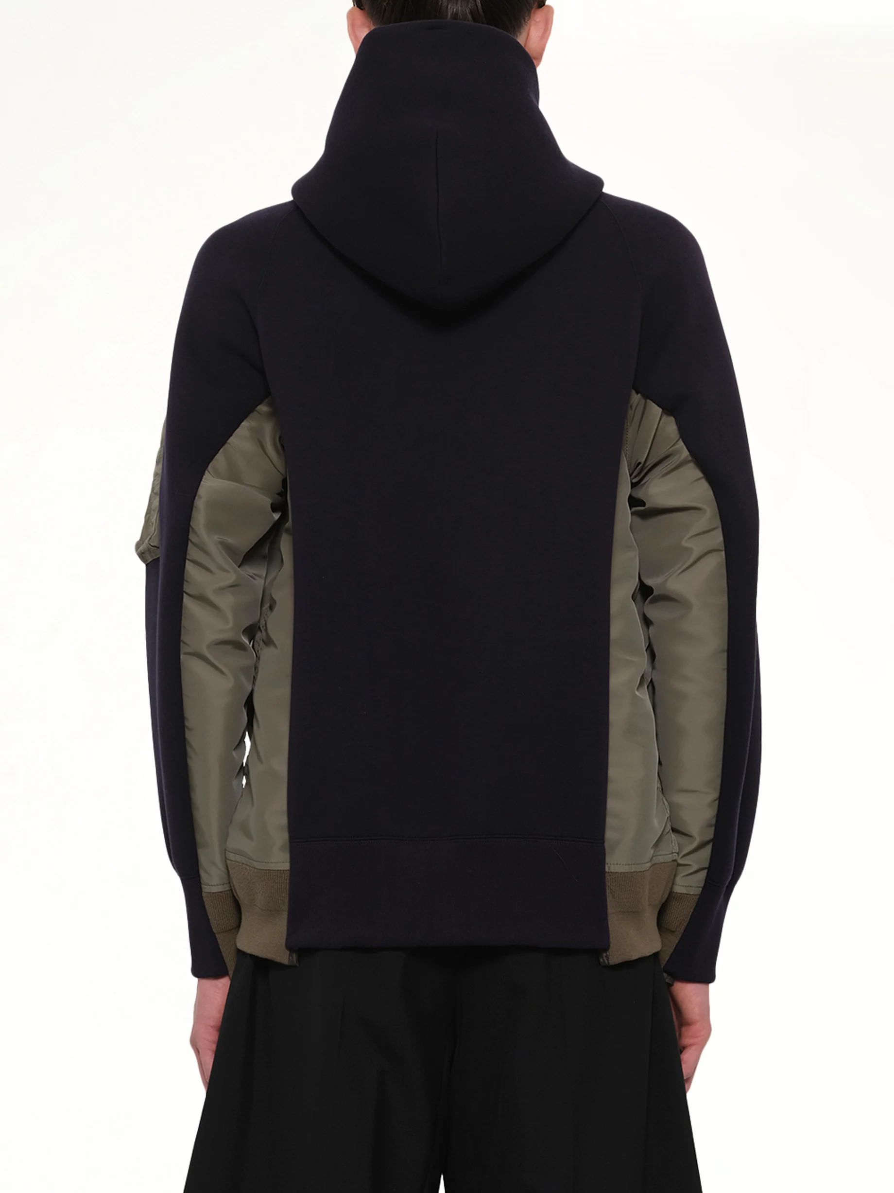 Sponge Sweat x Nylon Twill Zip Hoodie in Navy/Khaki - Image 5