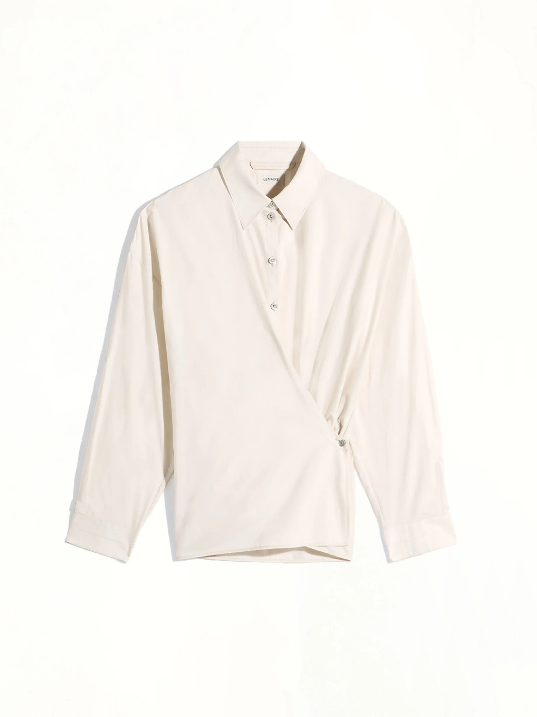 Straight Collar Twisted Shirt in Light Cream - Image 2