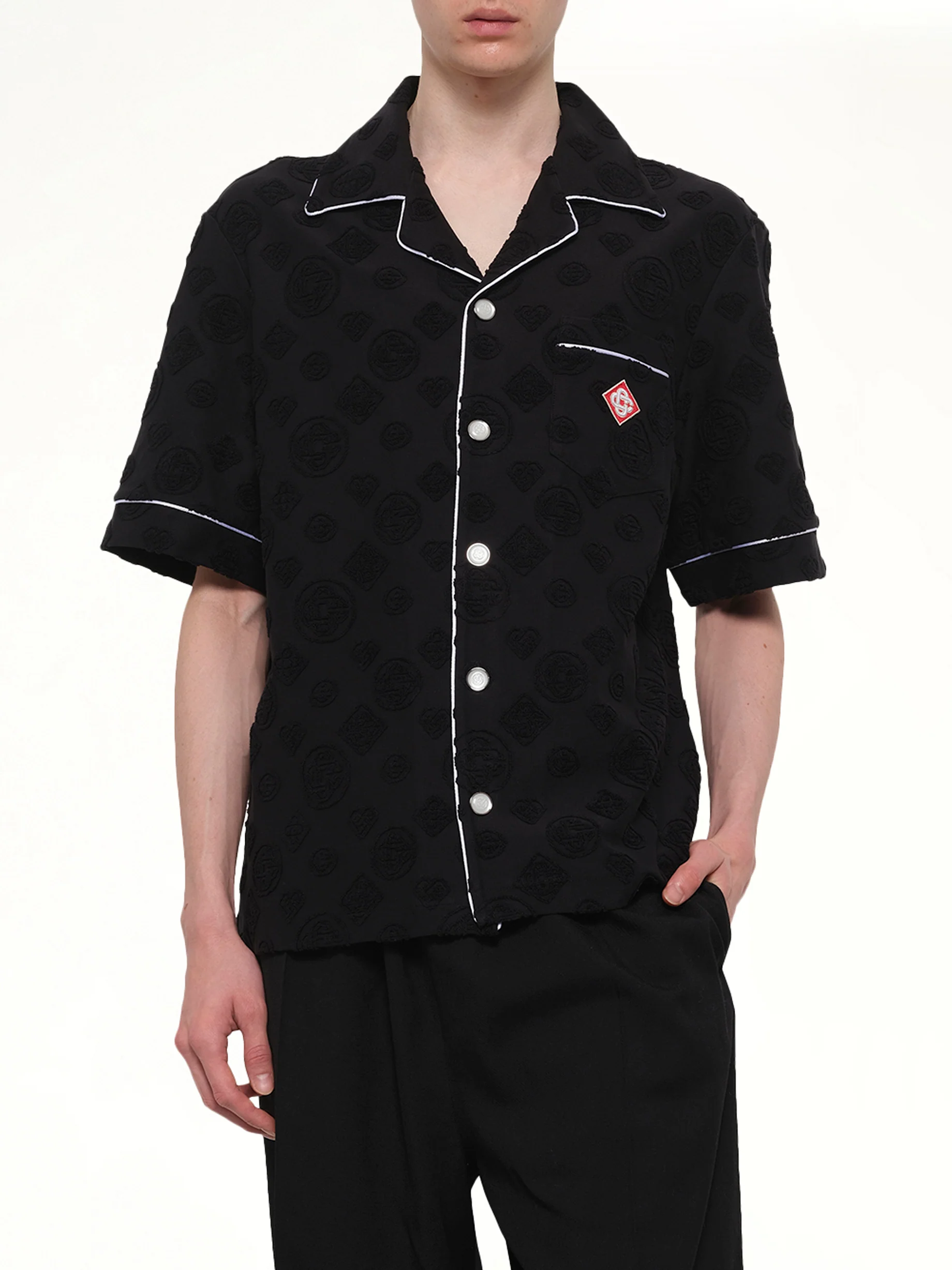 Towelling Monogram Shirt in Black - Image 6