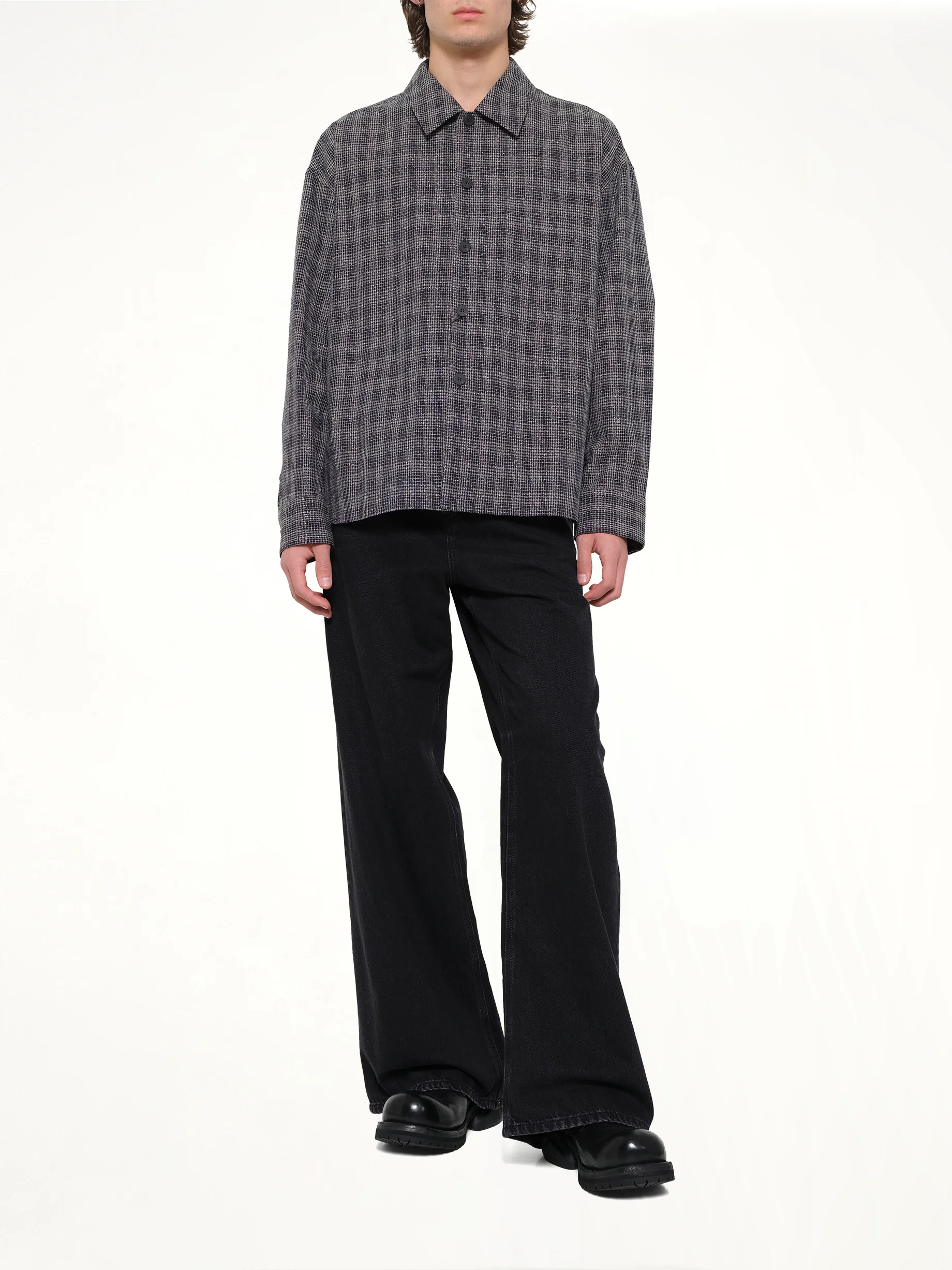 Tweed Shirt in Black - Image 4