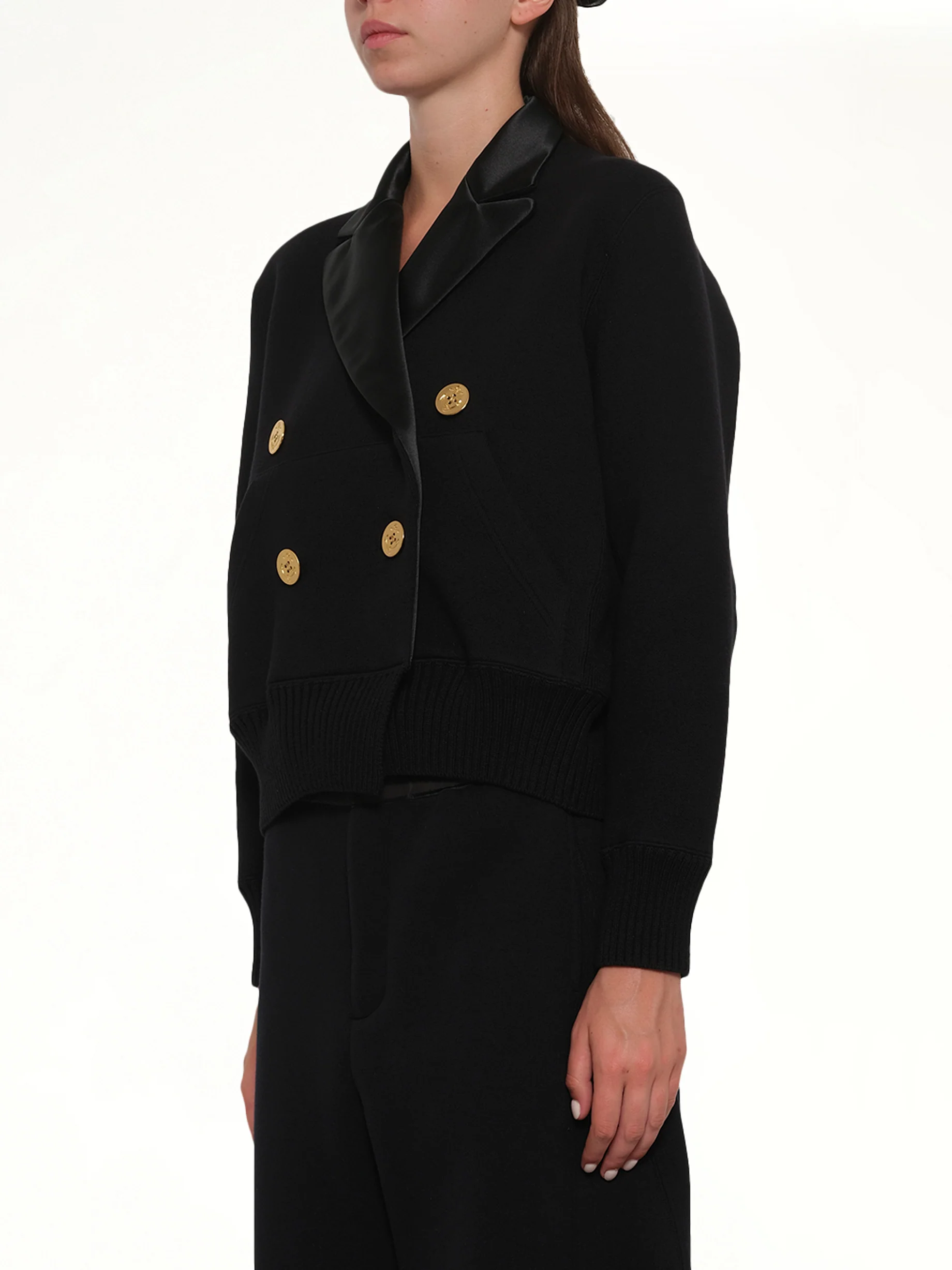 Cotton Cashmere Knit Jacket in Black - Image 3