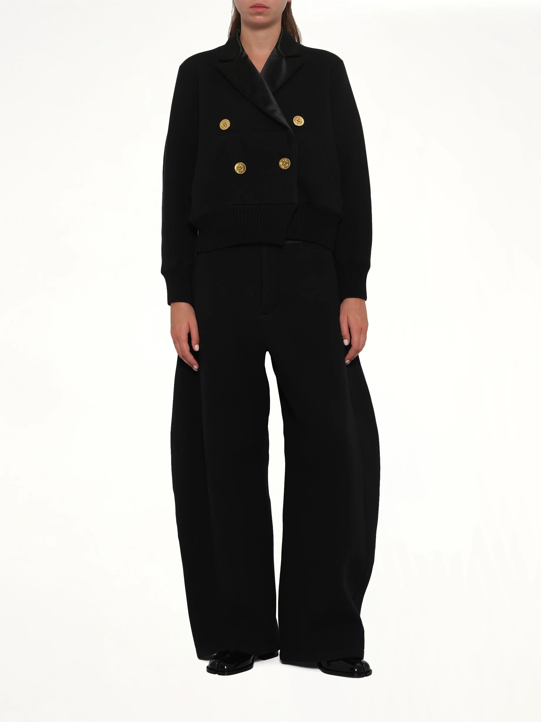 Cotton Cashmere Knit Jacket in Black - Image 4