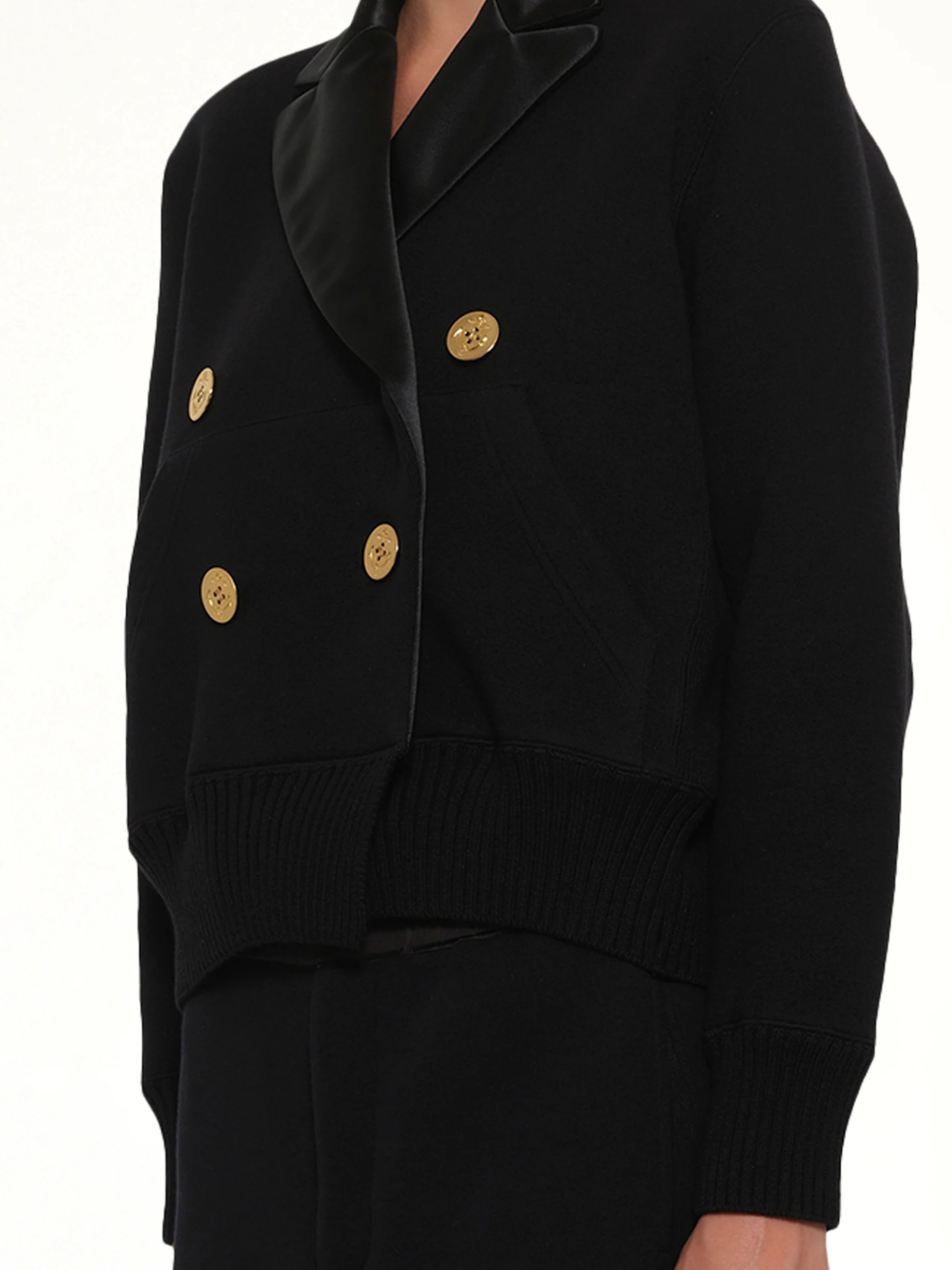 Cotton Cashmere Knit Jacket in Black - Image 6