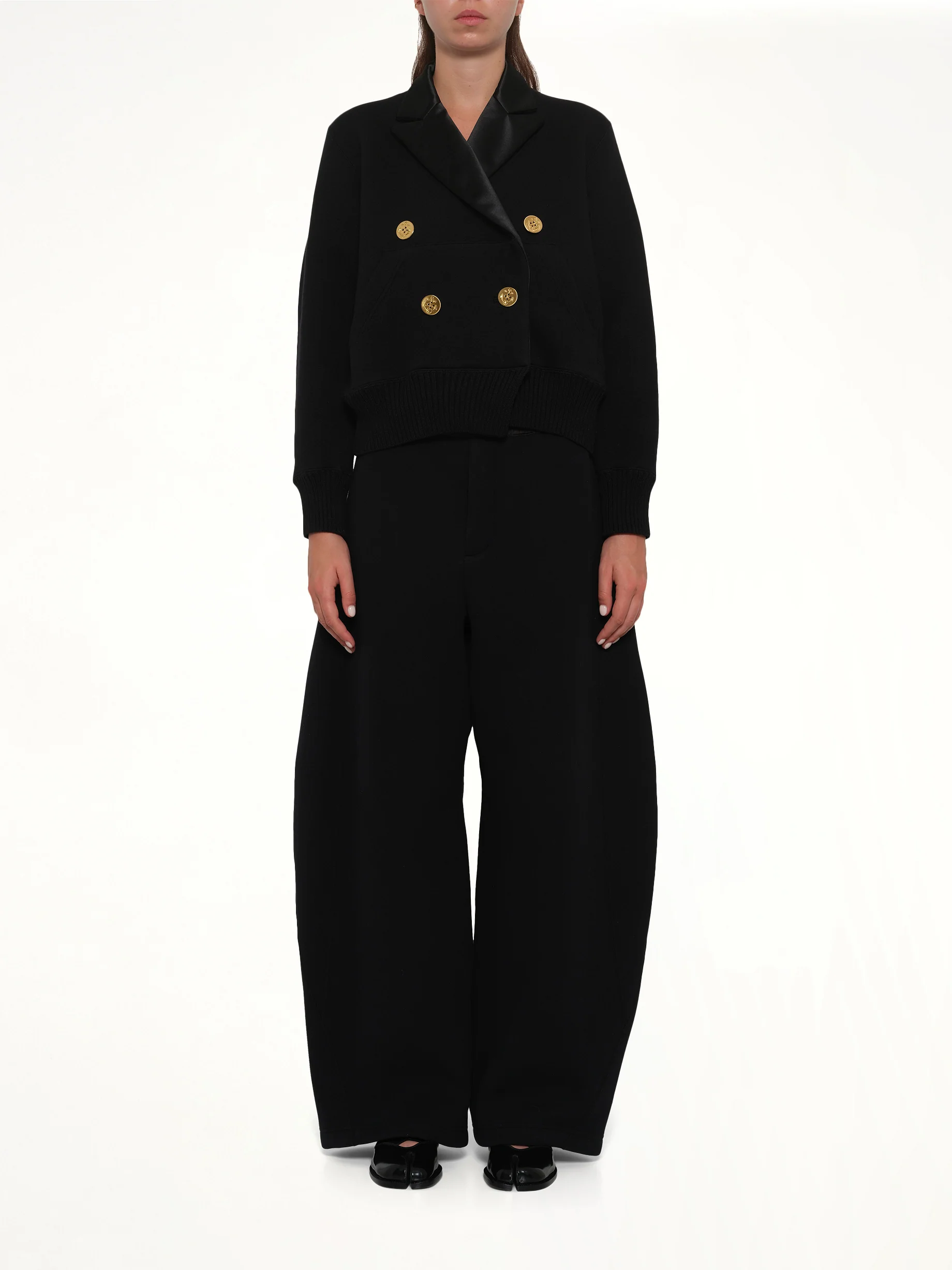 Cotton Cashmere Knit Jacket in Black - Image 7