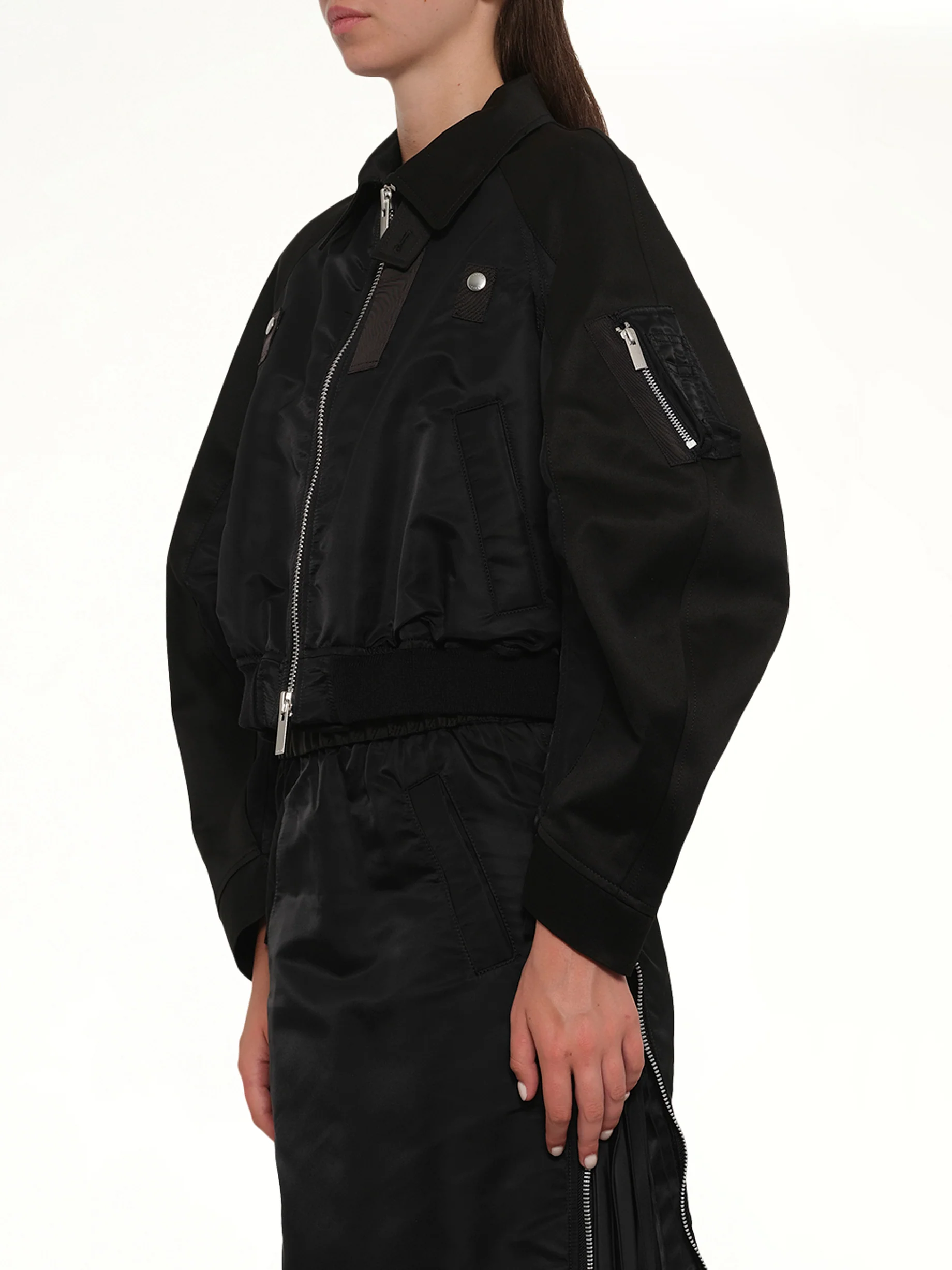 Cotton Chino x Nylon Twill Blouson in Black - Image 3
