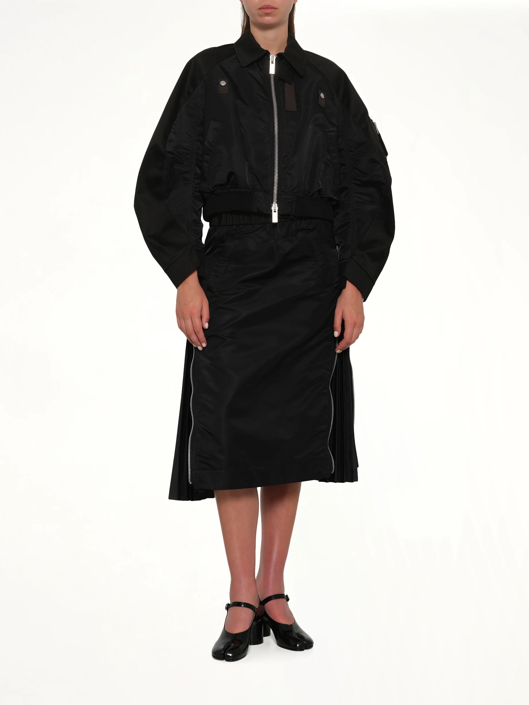 Cotton Chino x Nylon Twill Blouson in Black - Image 4