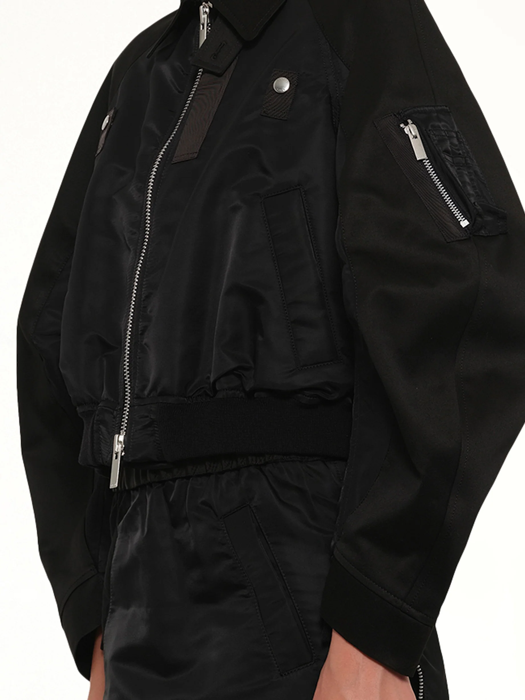 Cotton Chino x Nylon Twill Blouson in Black - Image 6
