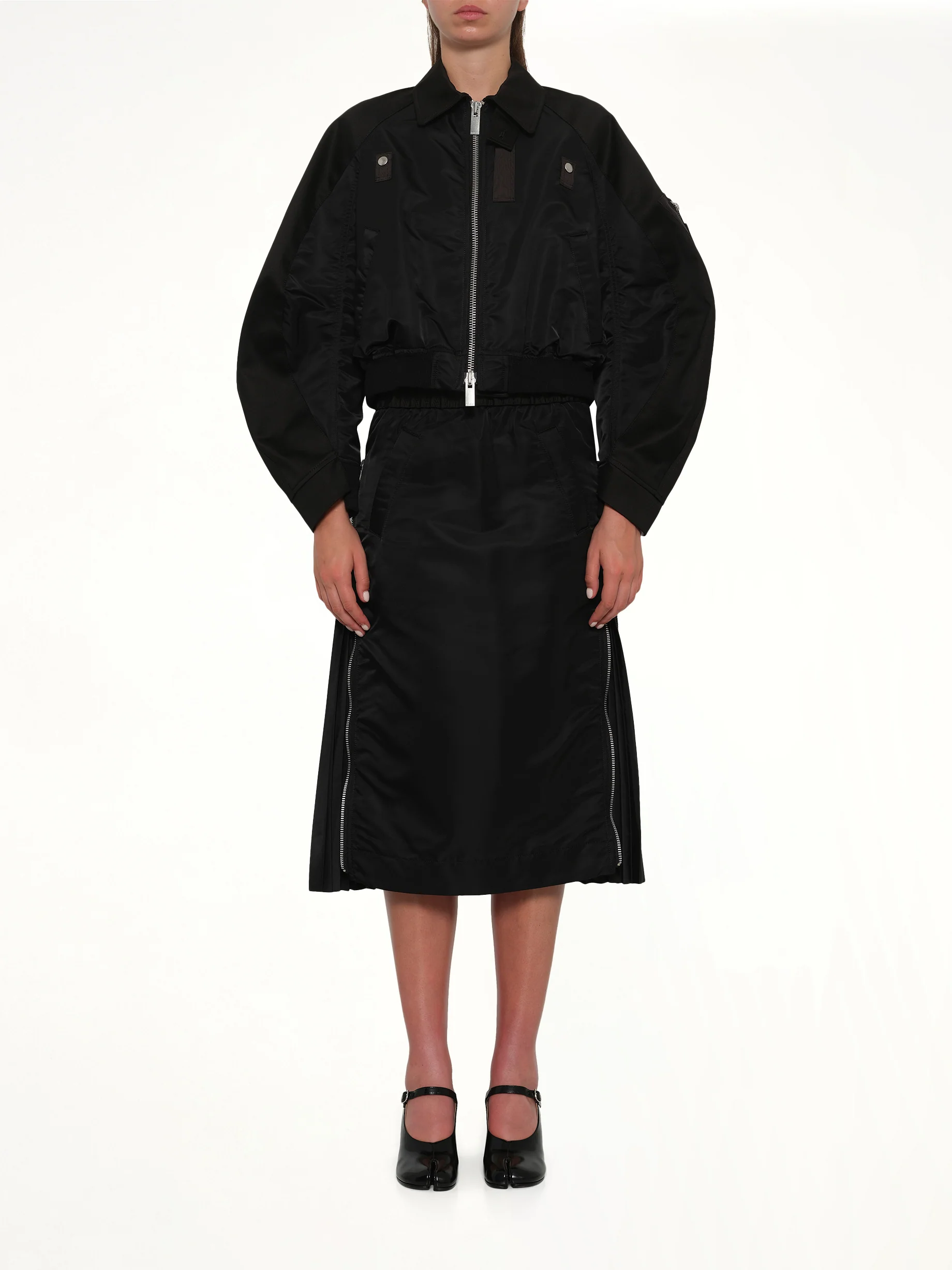 Cotton Chino x Nylon Twill Blouson in Black - Image 7