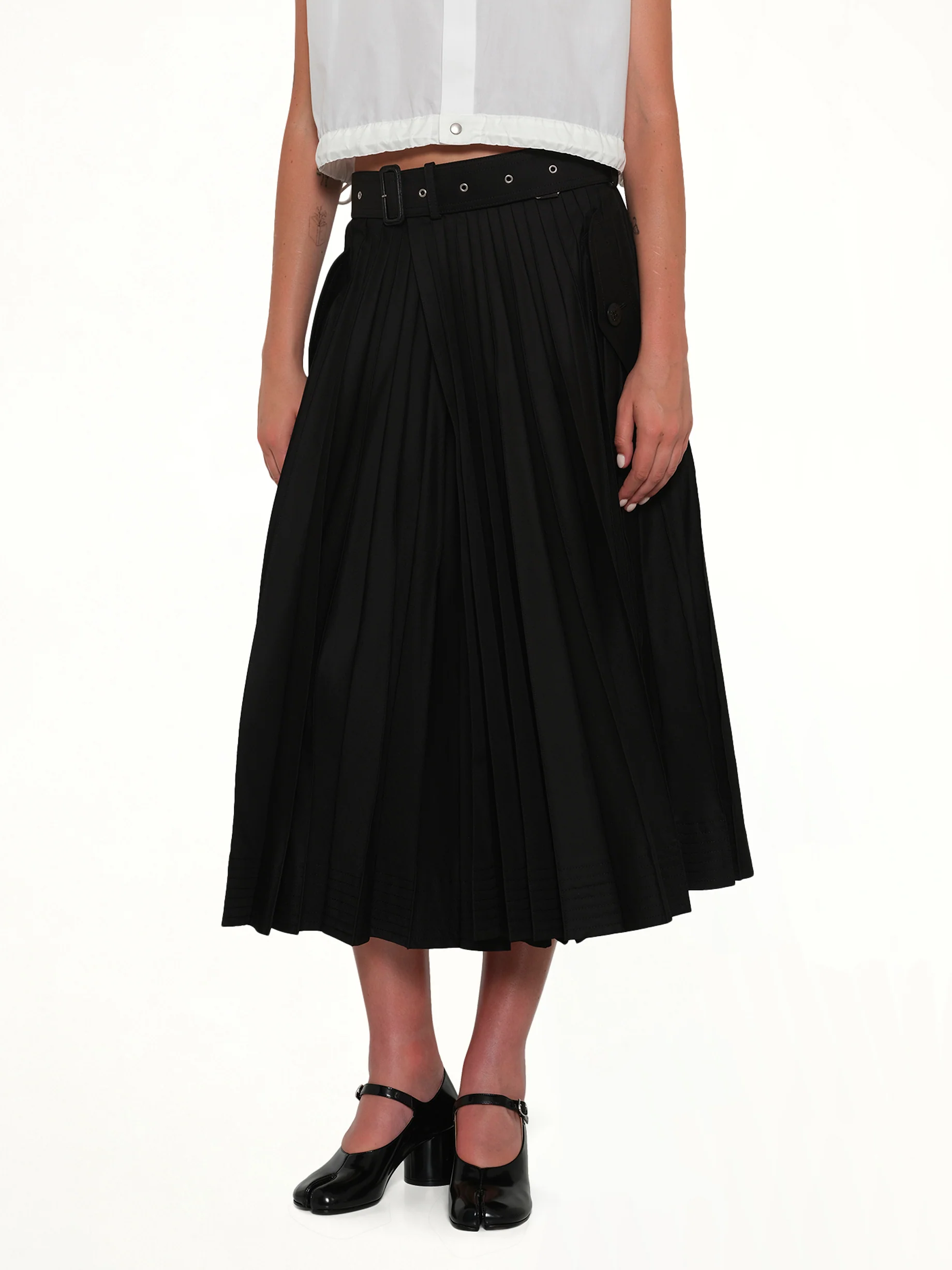 Cotton Gabardine Skirt in Black - Image 6