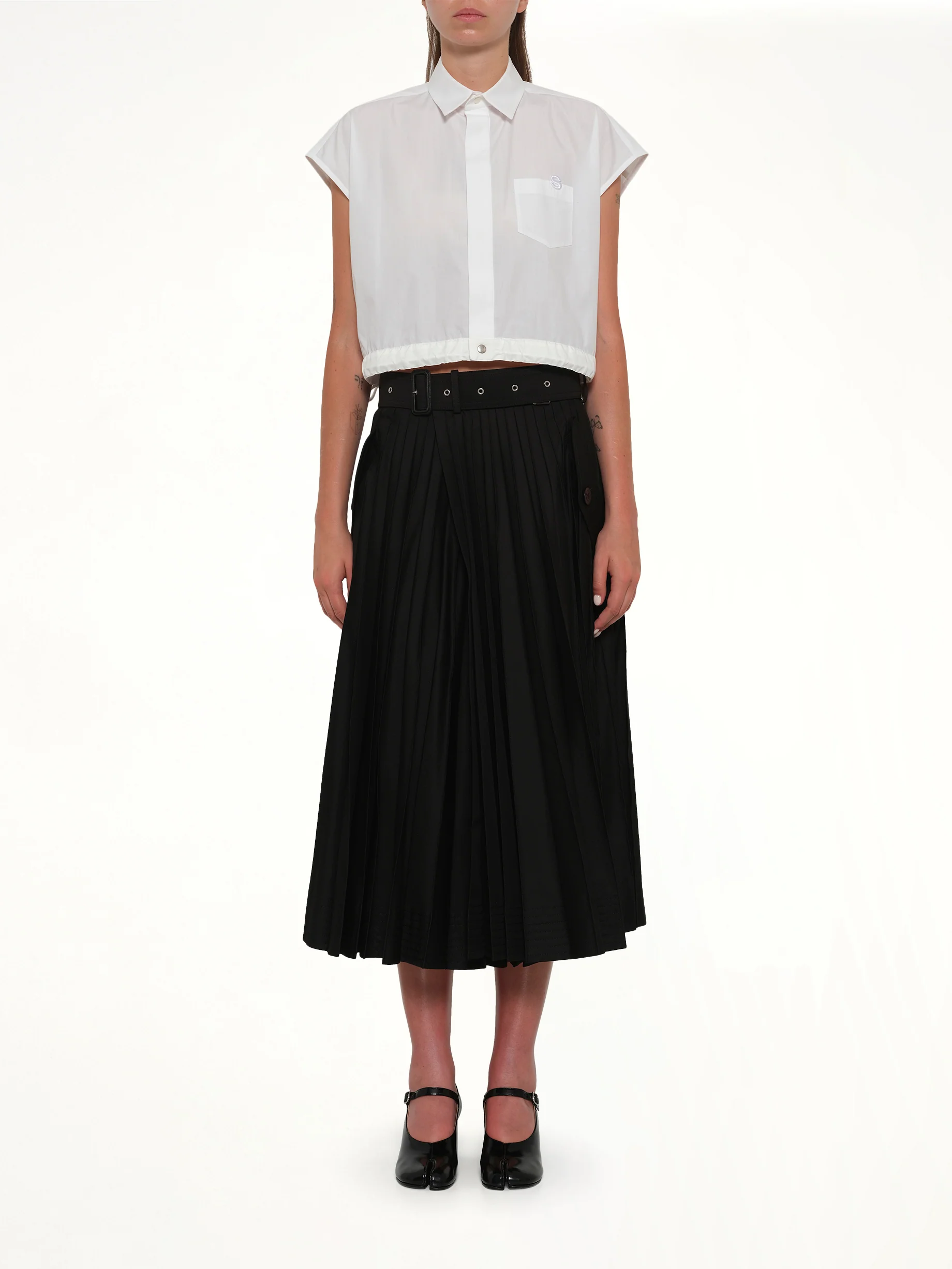 Cotton Gabardine Skirt in Black - Image 7