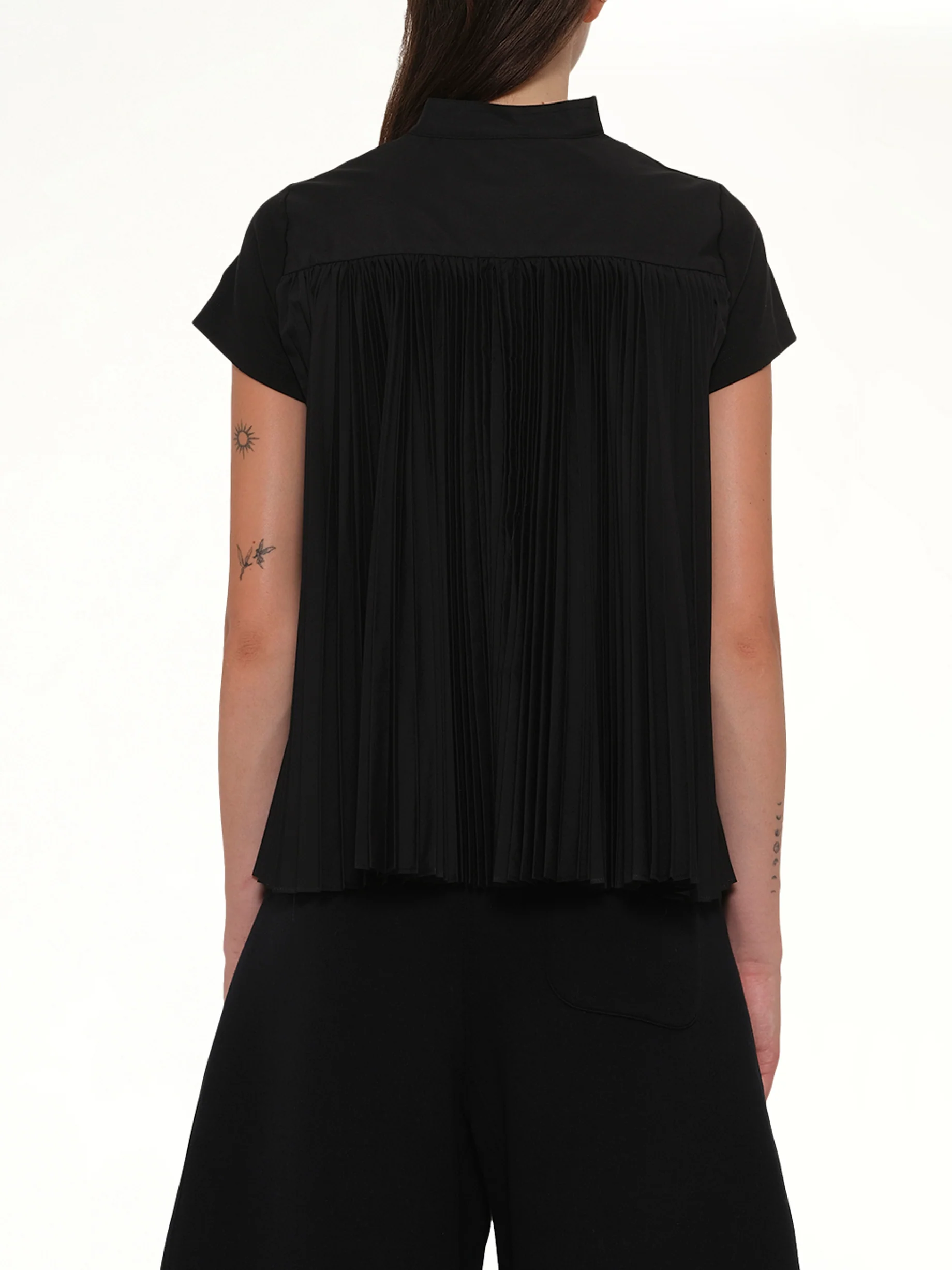 Cotton Poplin x Cotton Jersey T-Shirt in Black - Image 5