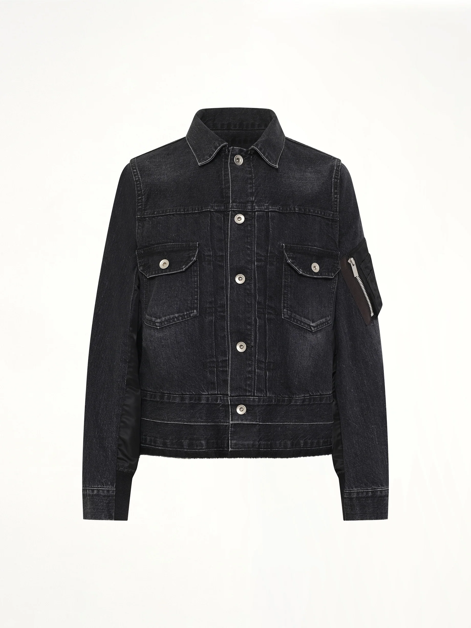 Denim x Nylon Twill Jacket in Black - Image 2