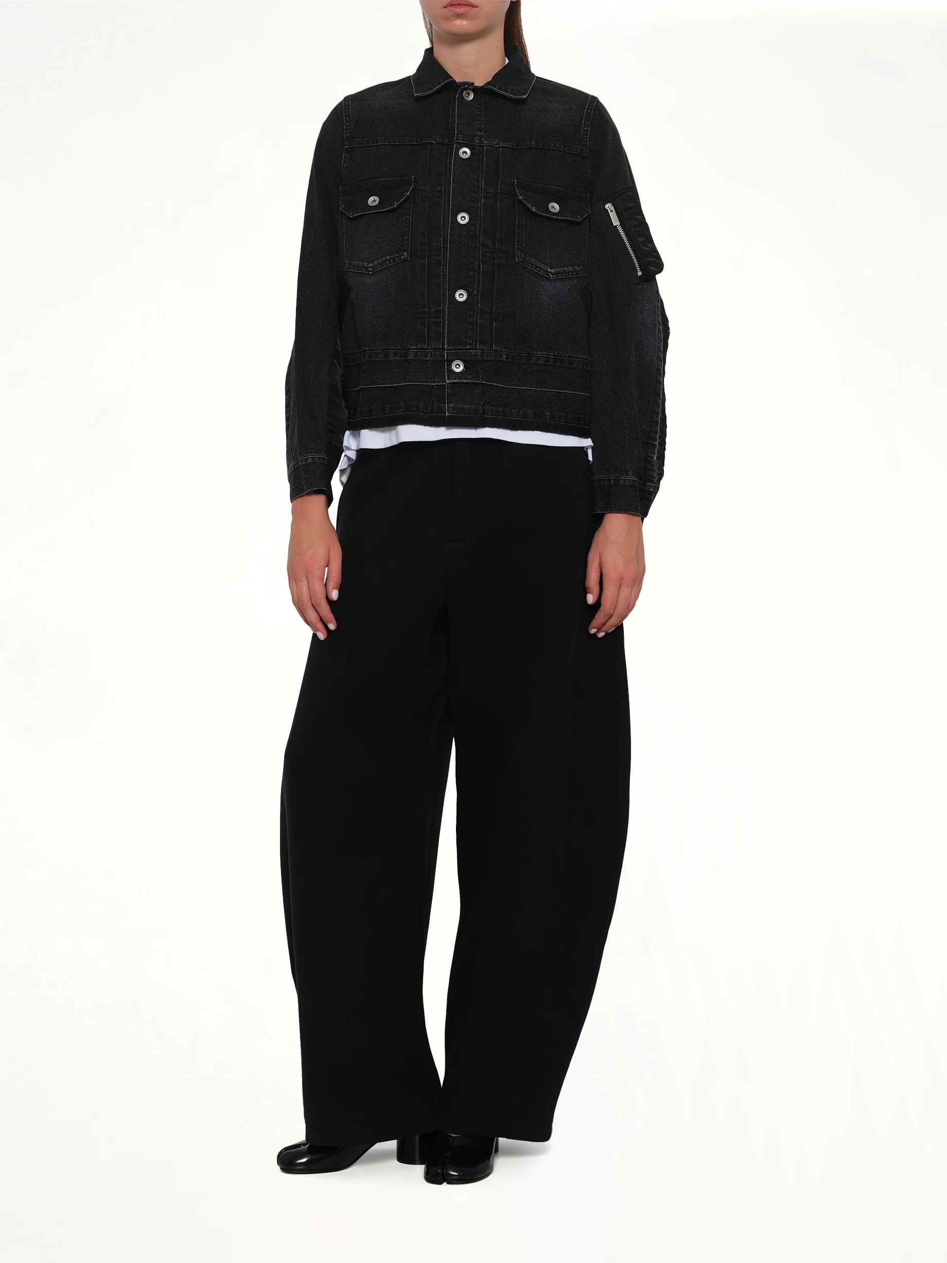 Denim x Nylon Twill Jacket in Black - Image 4