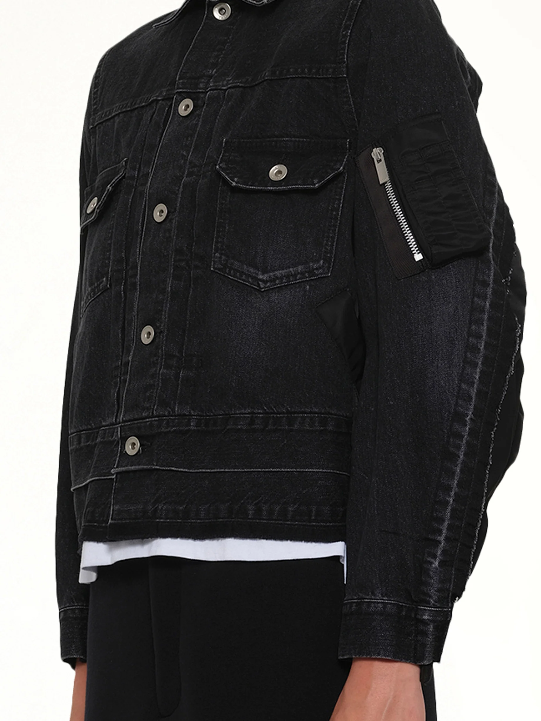 Denim x Nylon Twill Jacket in Black - Image 6