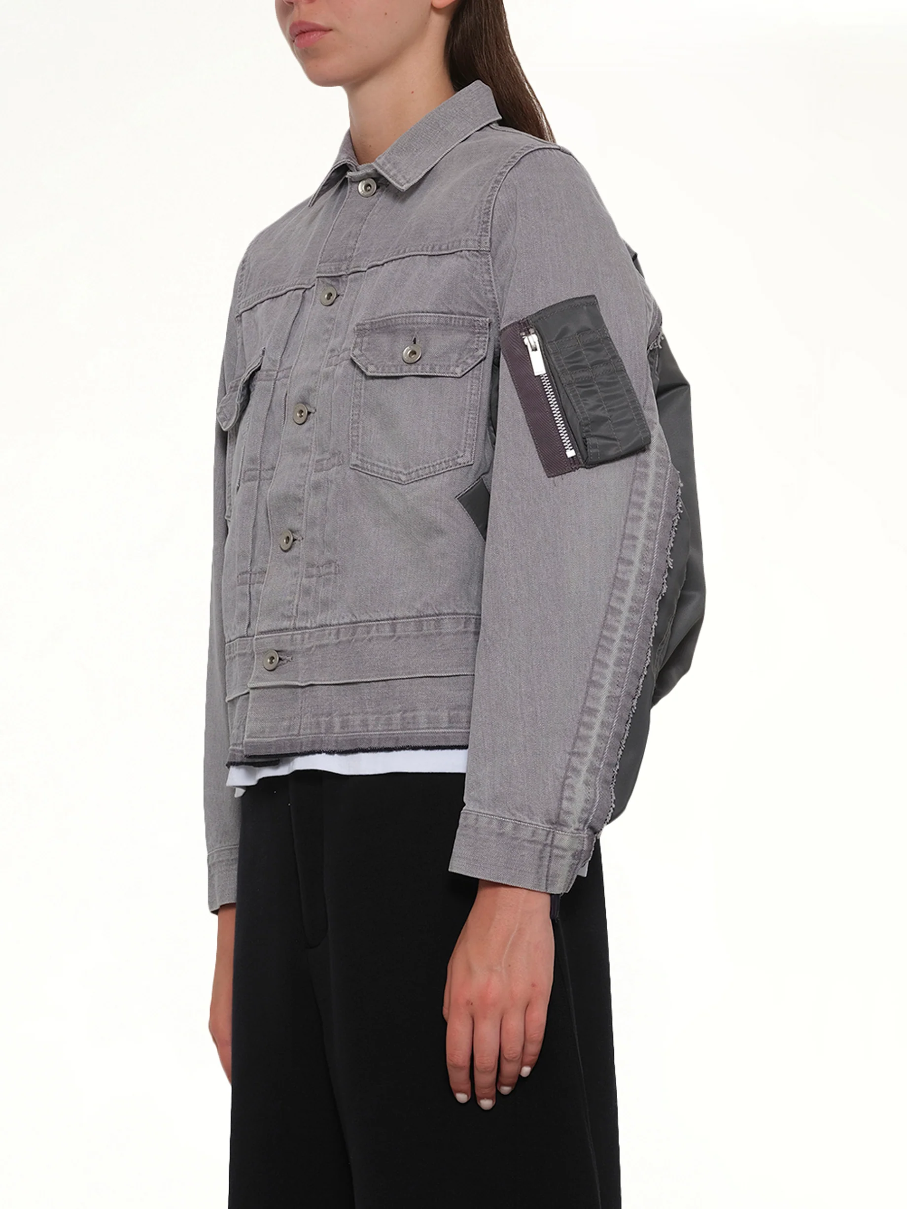 Denim x Nylon Twill Jacket in Gray - Image 3