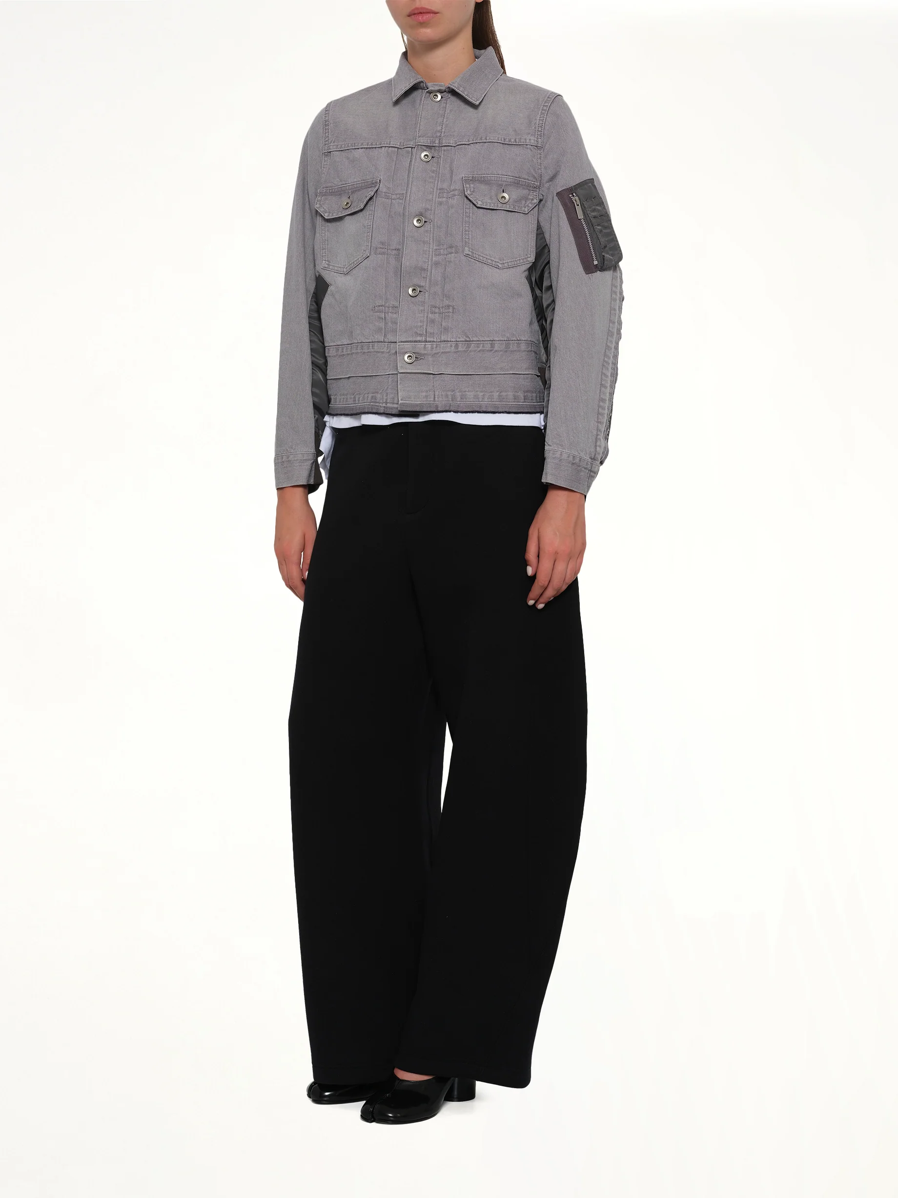 Denim x Nylon Twill Jacket in Gray - Image 4