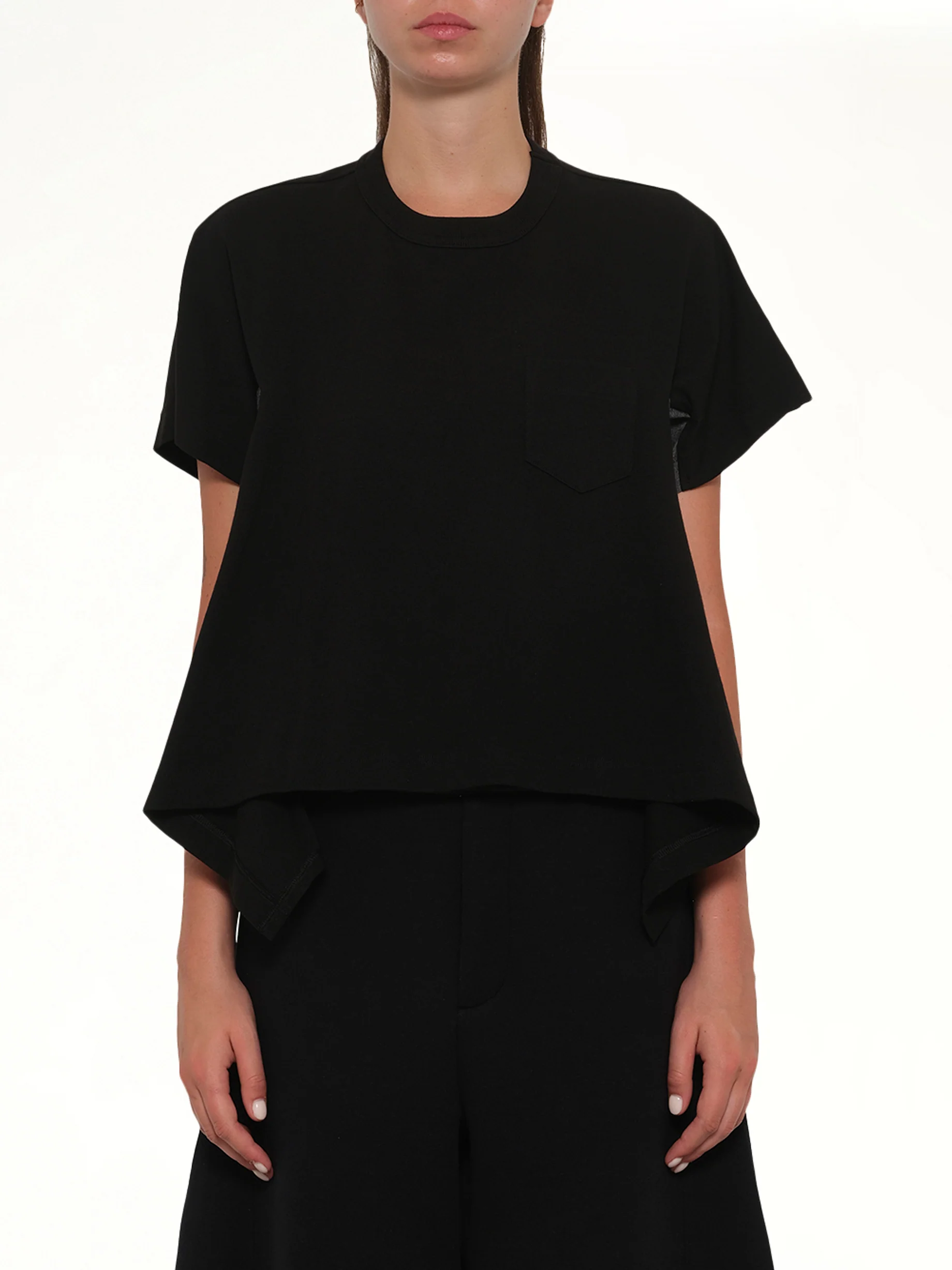 Light Weight Denim x Cotton Jersey T-Shirt in Black
