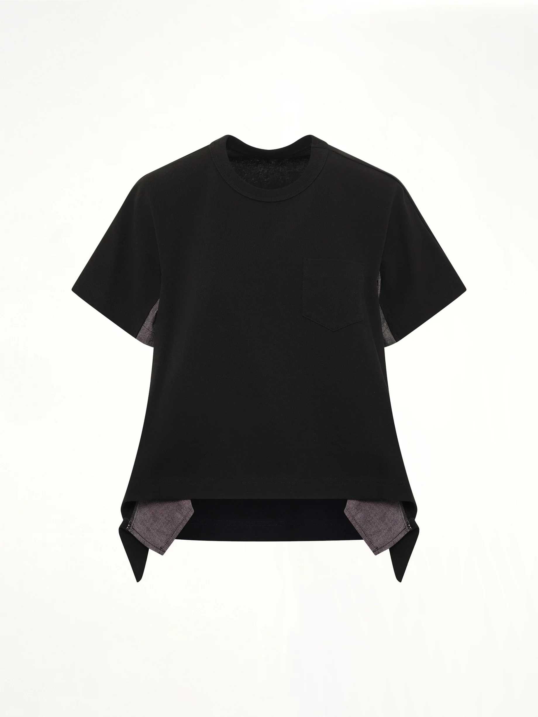 Light Weight Denim x Cotton Jersey T-Shirt in Black - Image 2