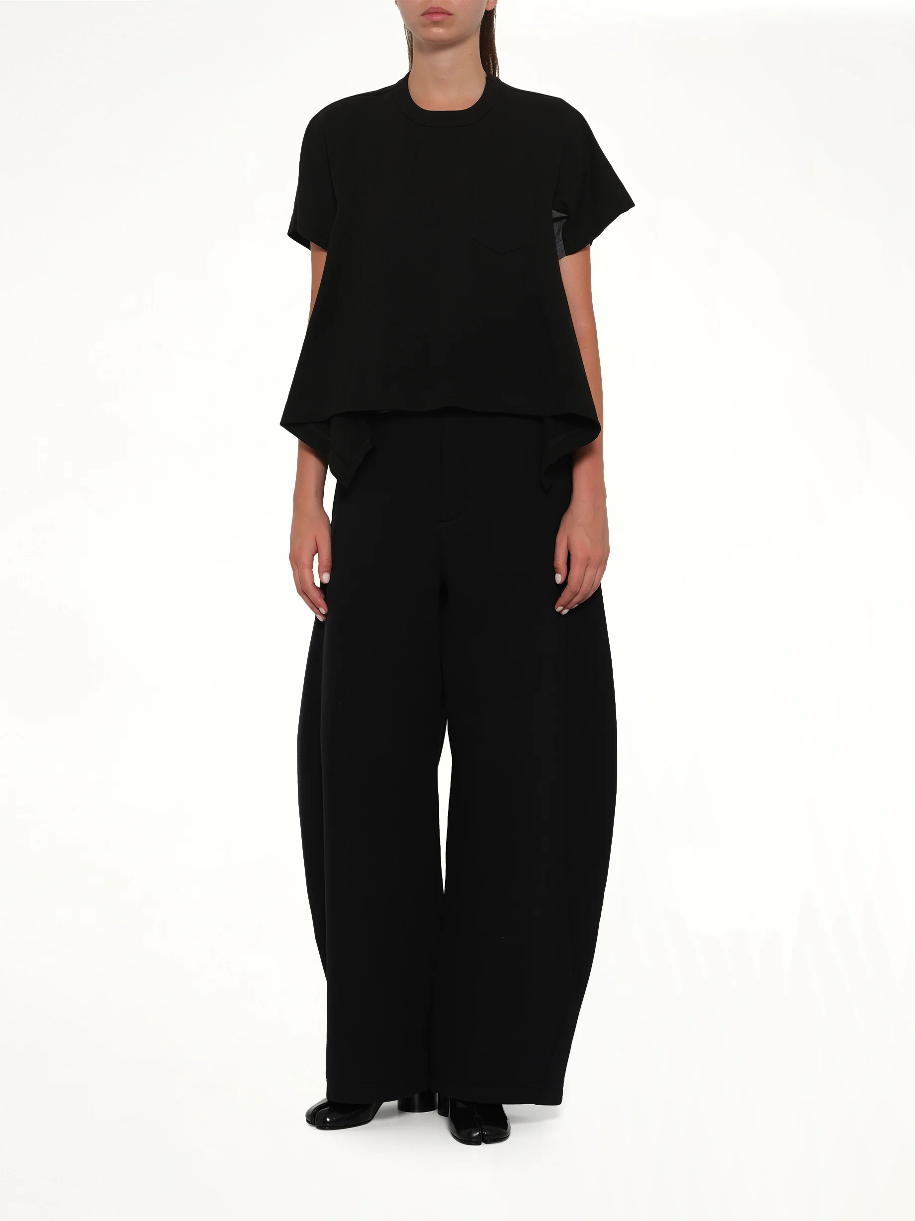 Light Weight Denim x Cotton Jersey T-Shirt in Black - Image 4