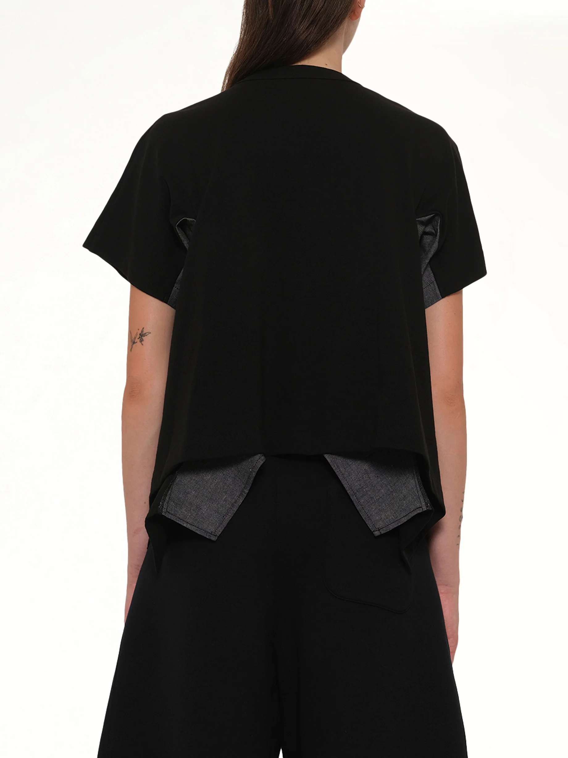 Light Weight Denim x Cotton Jersey T-Shirt in Black - Image 5