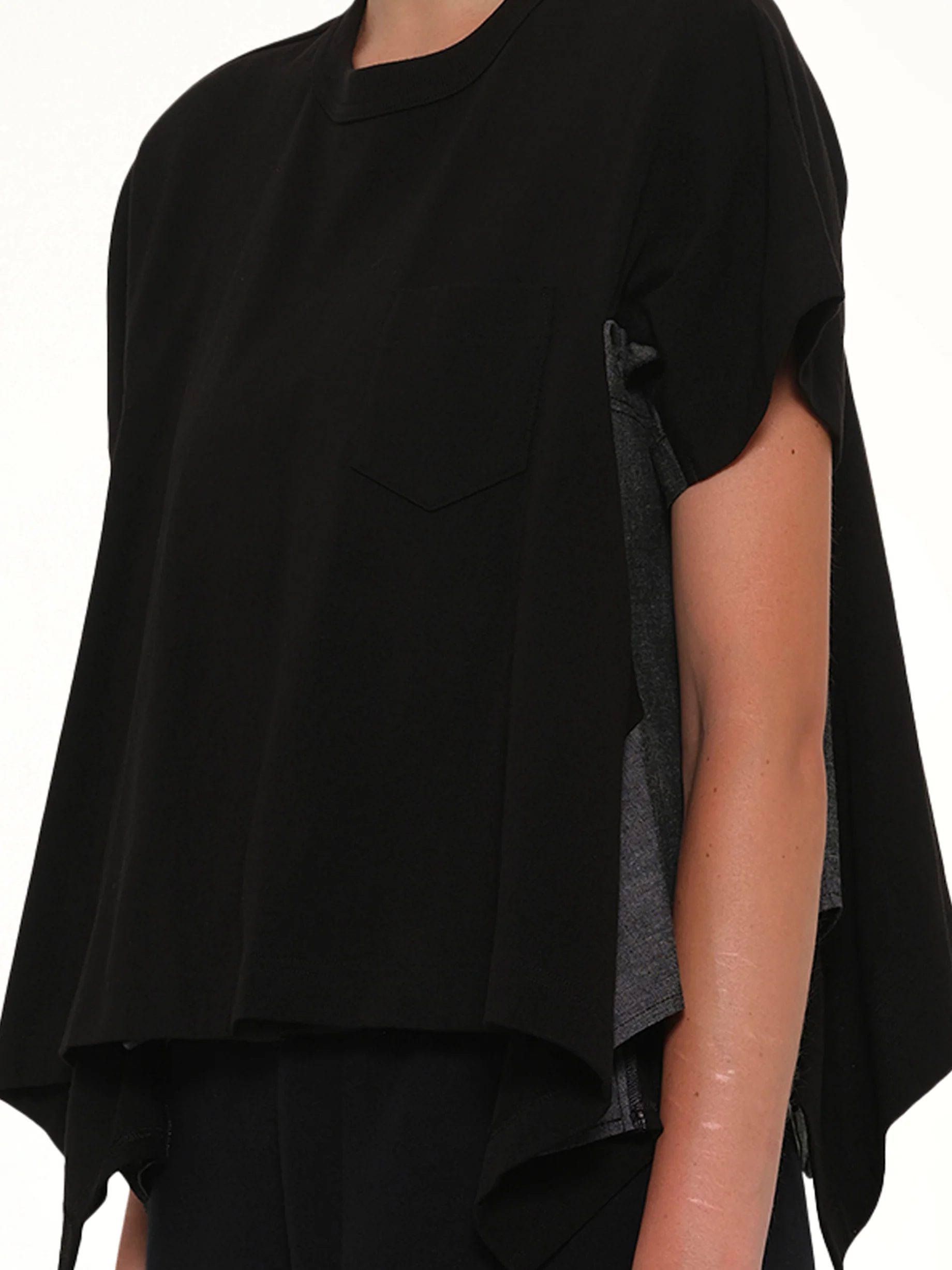 Light Weight Denim x Cotton Jersey T-Shirt in Black - Image 6