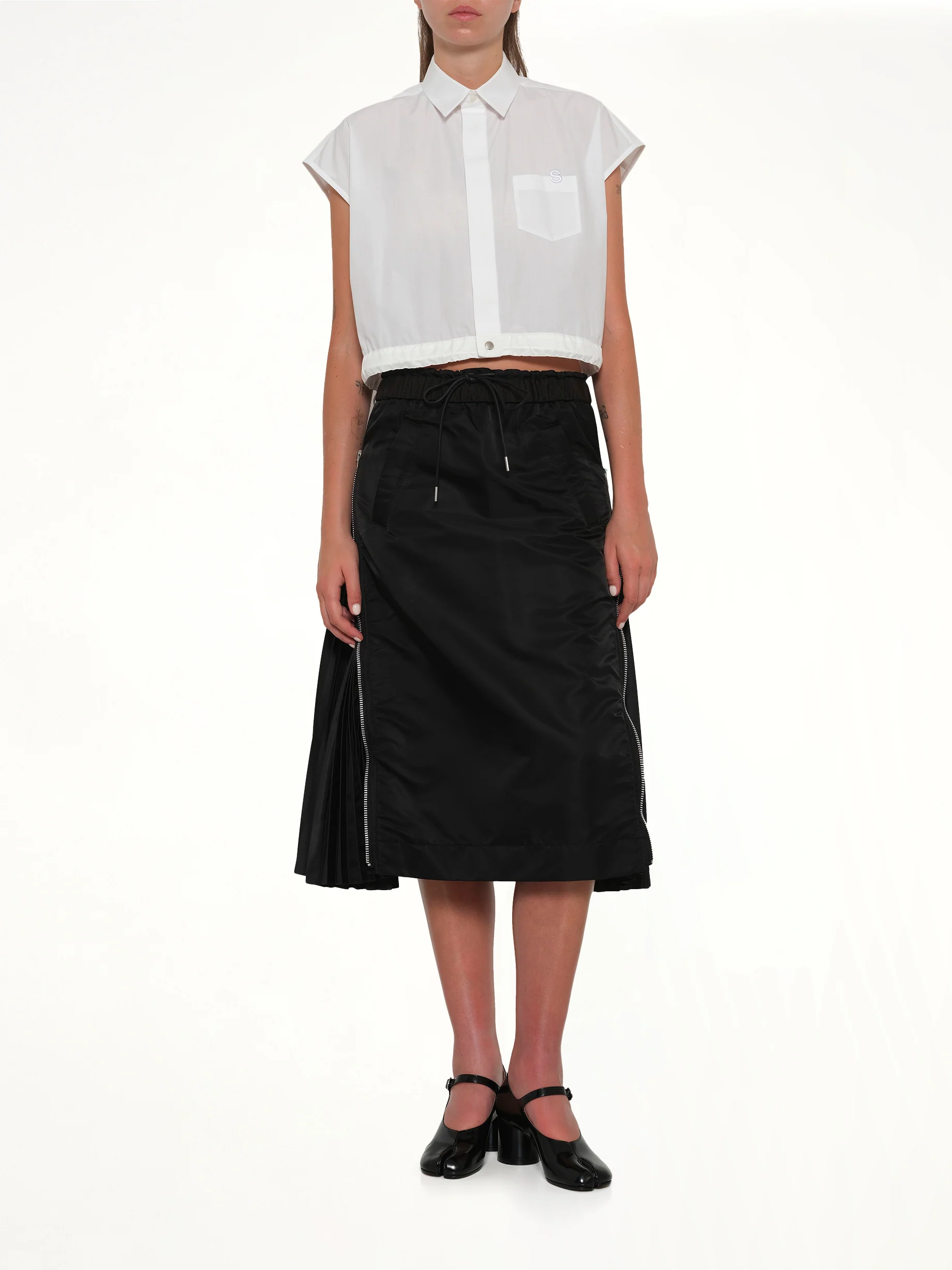 Nylon Twill Skirt in Black - Image 4