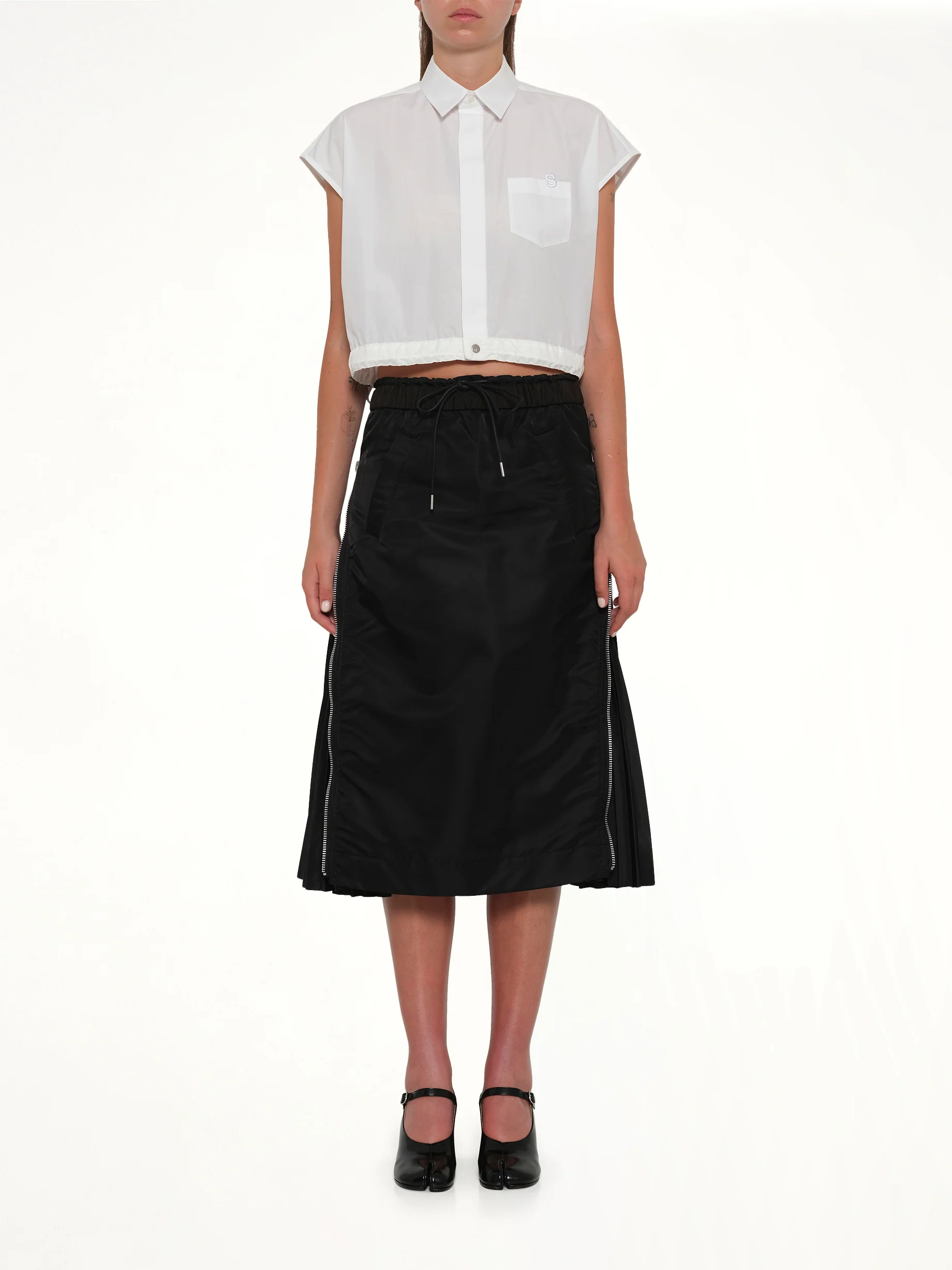 Nylon Twill Skirt in Black - Image 7