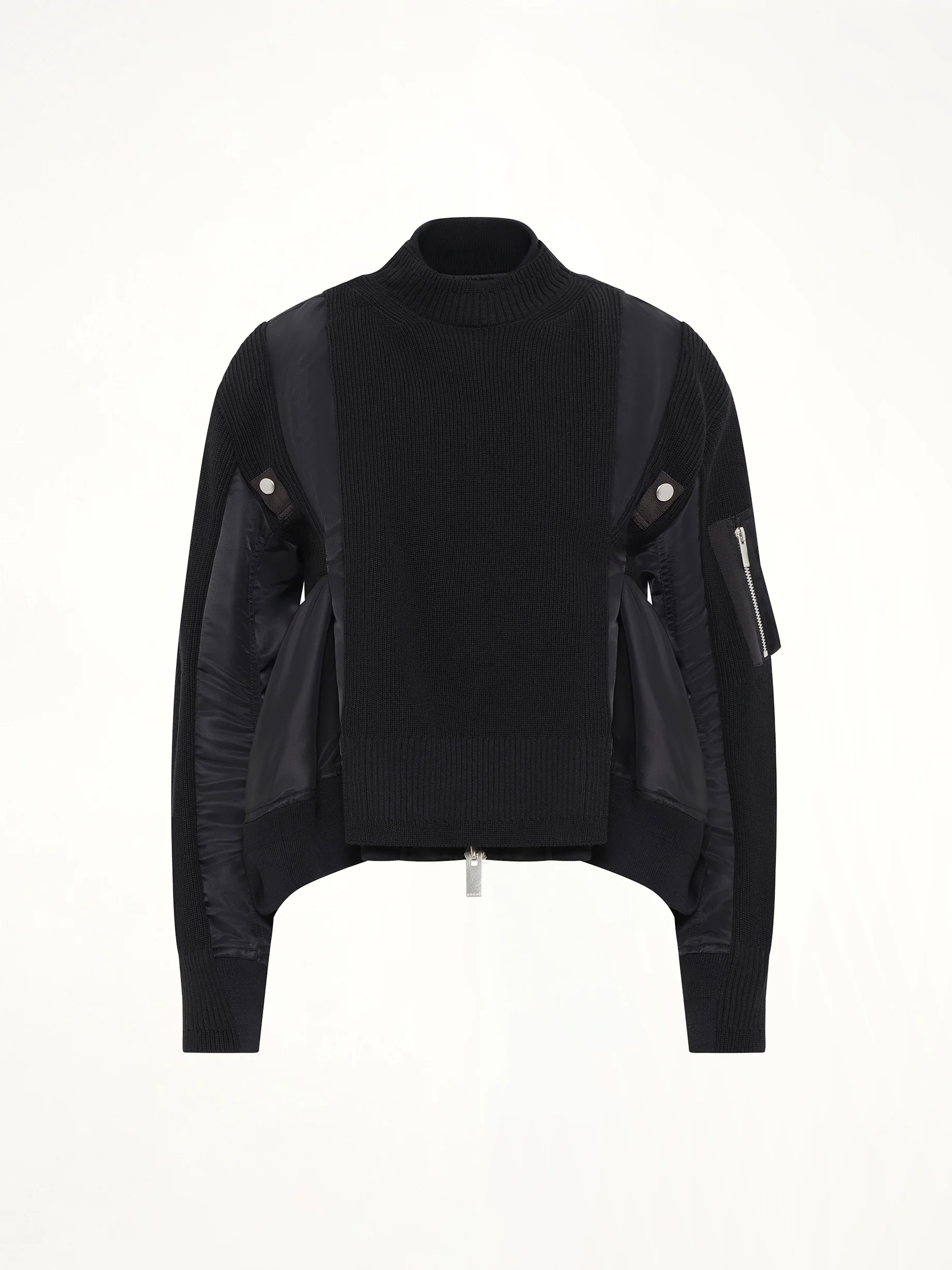 Nylon Twill x Knit Blouson in Black - Image 2