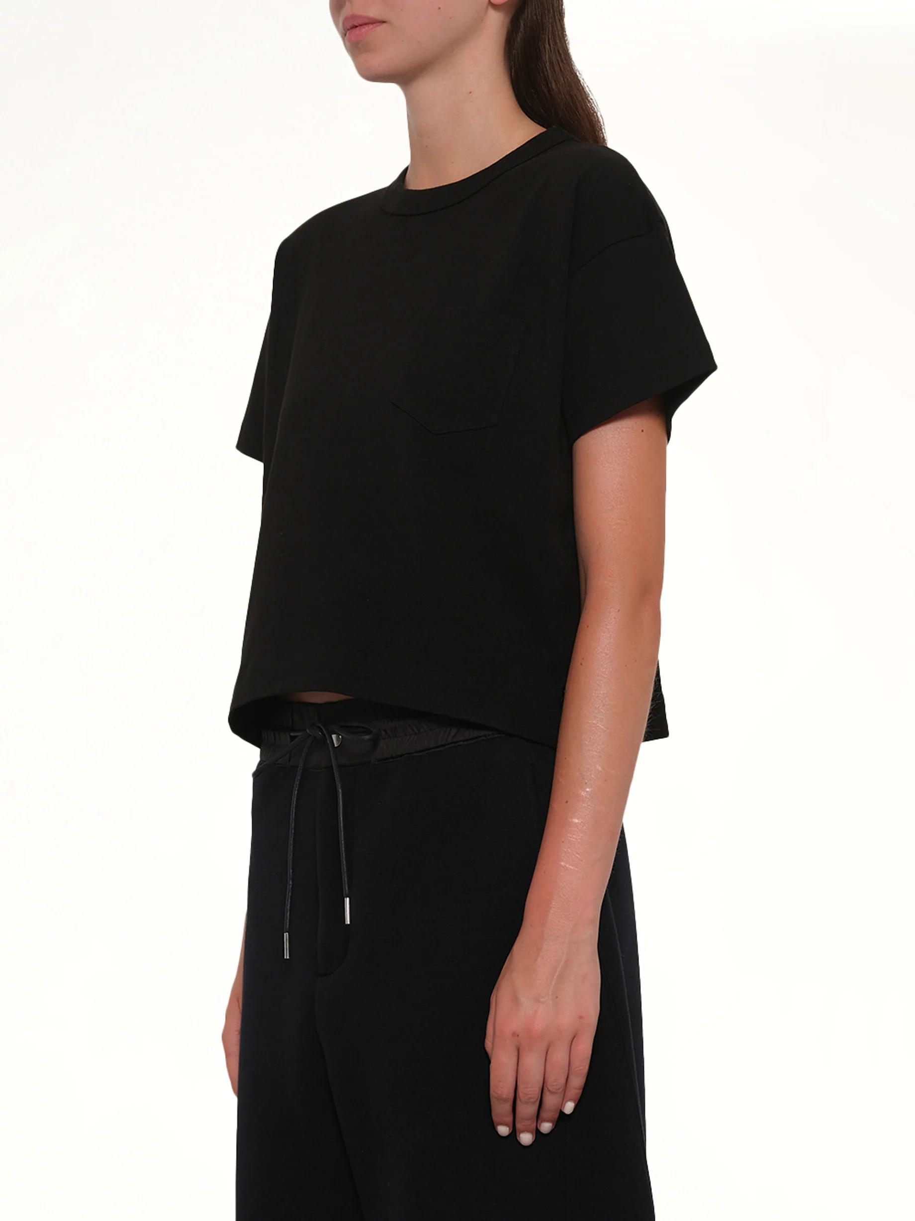 S Cotton Jersey T-Shirt in Black - Image 3