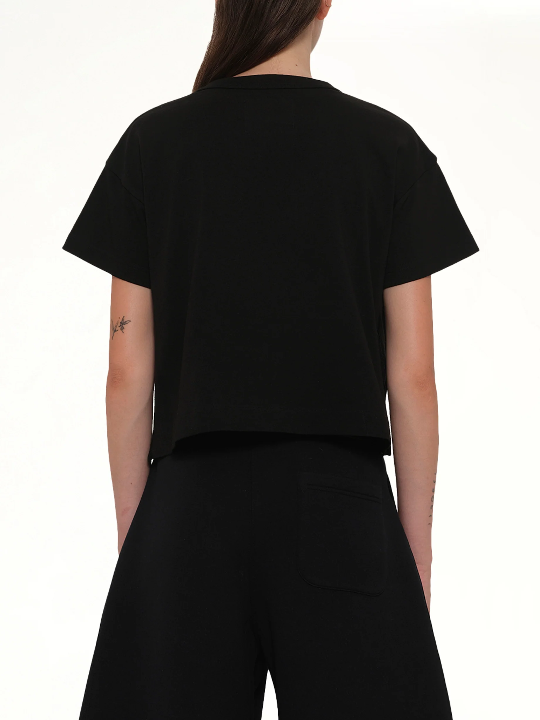 S Cotton Jersey T-Shirt in Black - Image 5