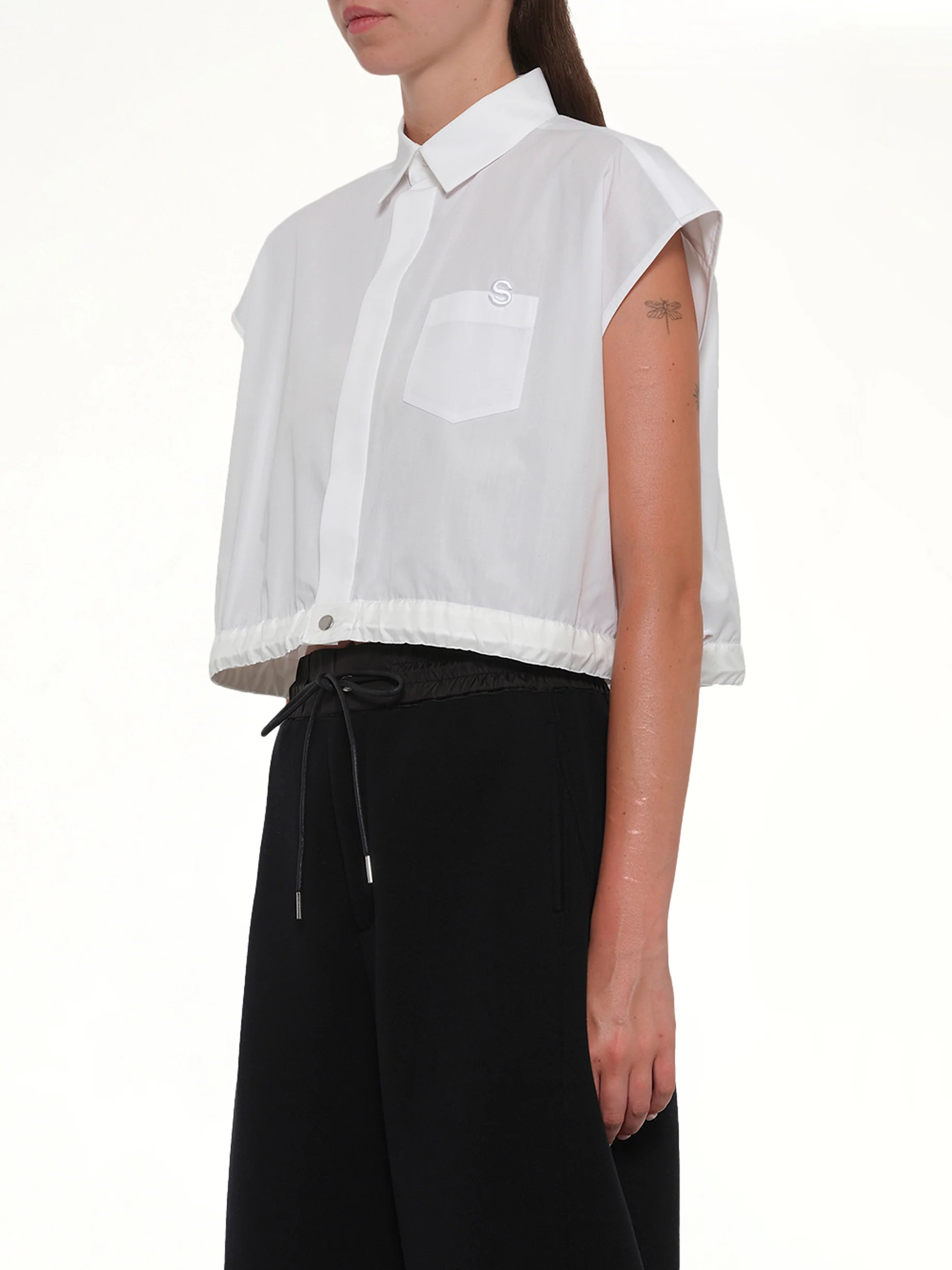 S Cotton Poplin Shirt in Off White - Image 3