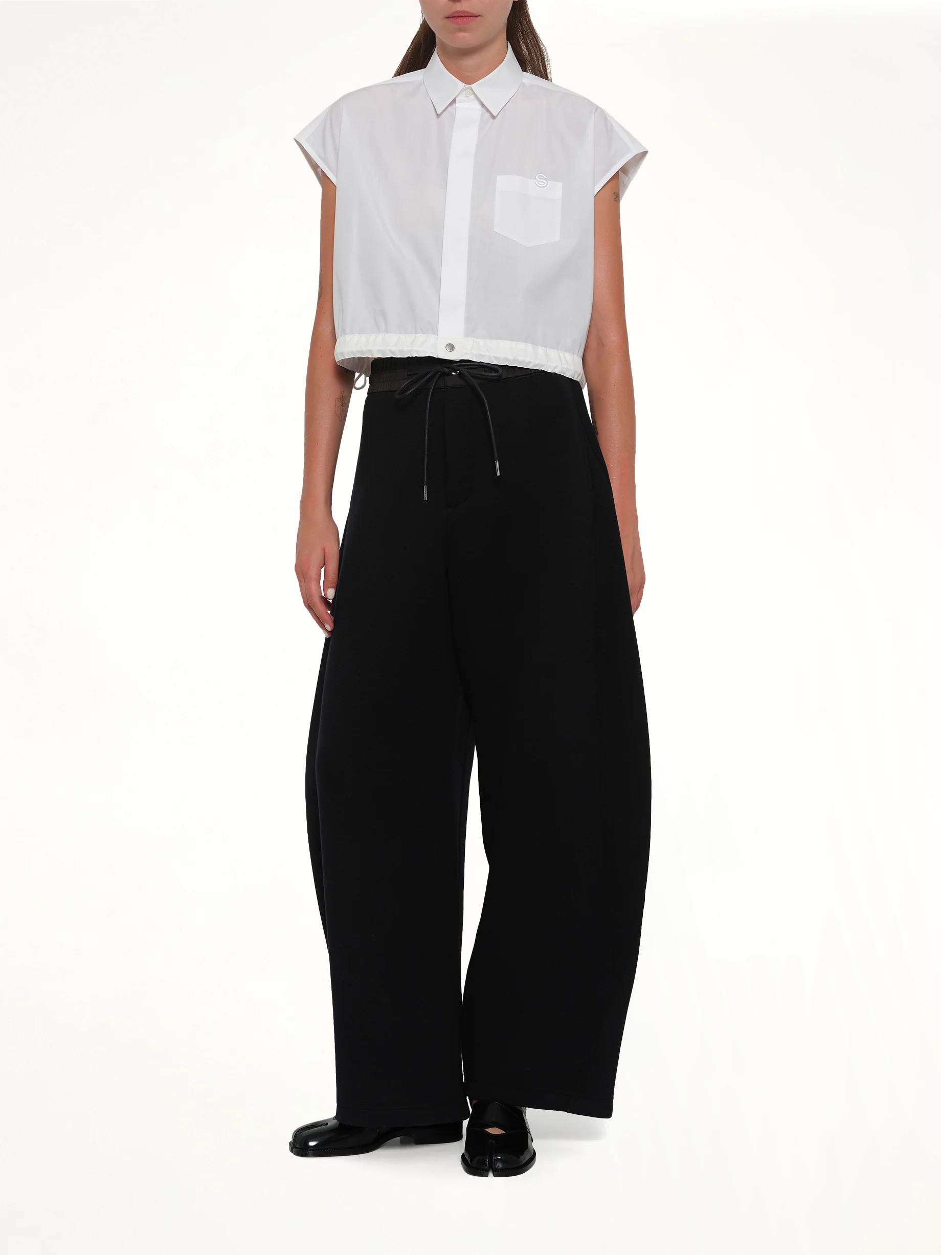 S Cotton Poplin Shirt in Off White - Image 4