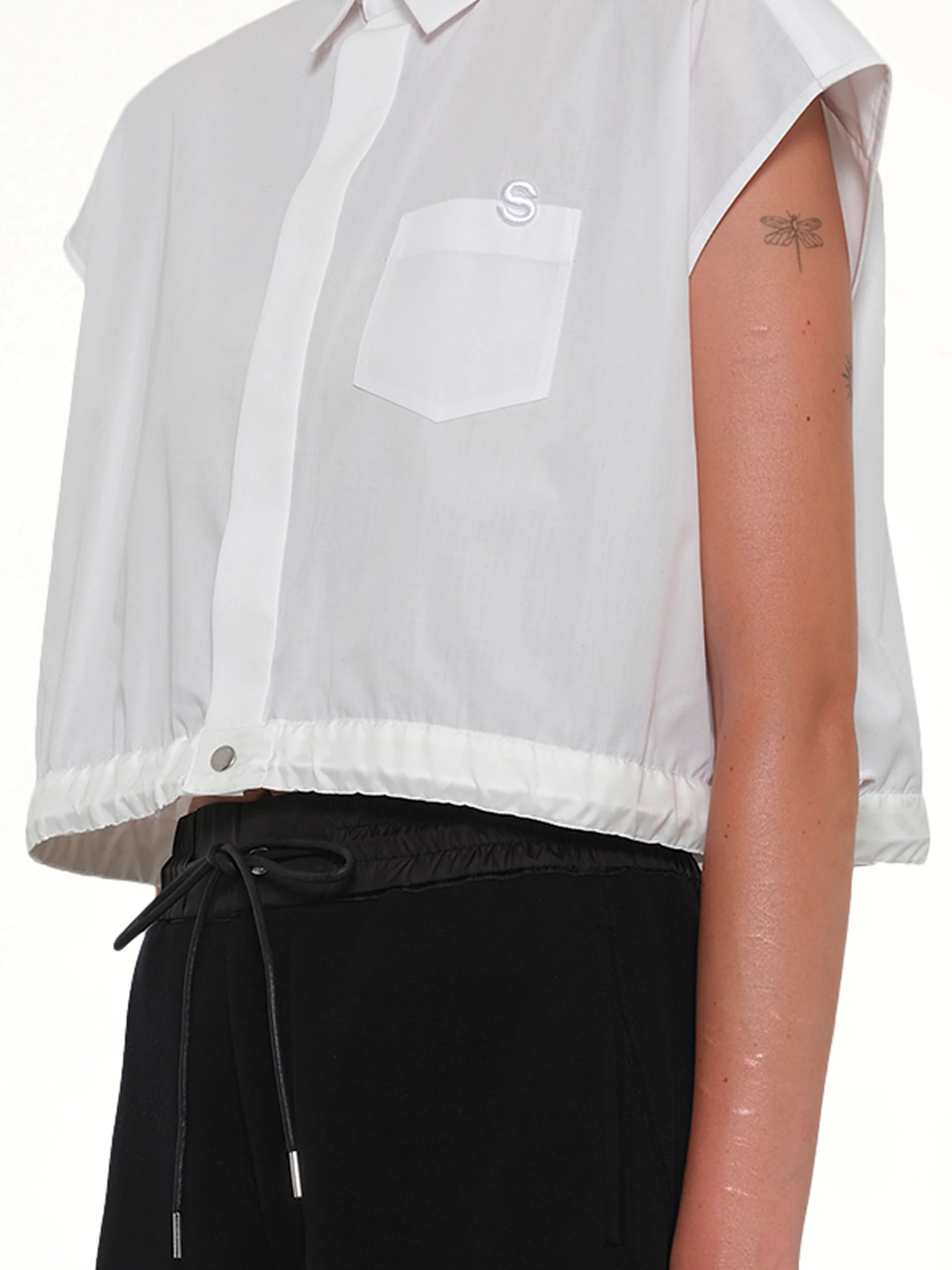 S Cotton Poplin Shirt in Off White - Image 6