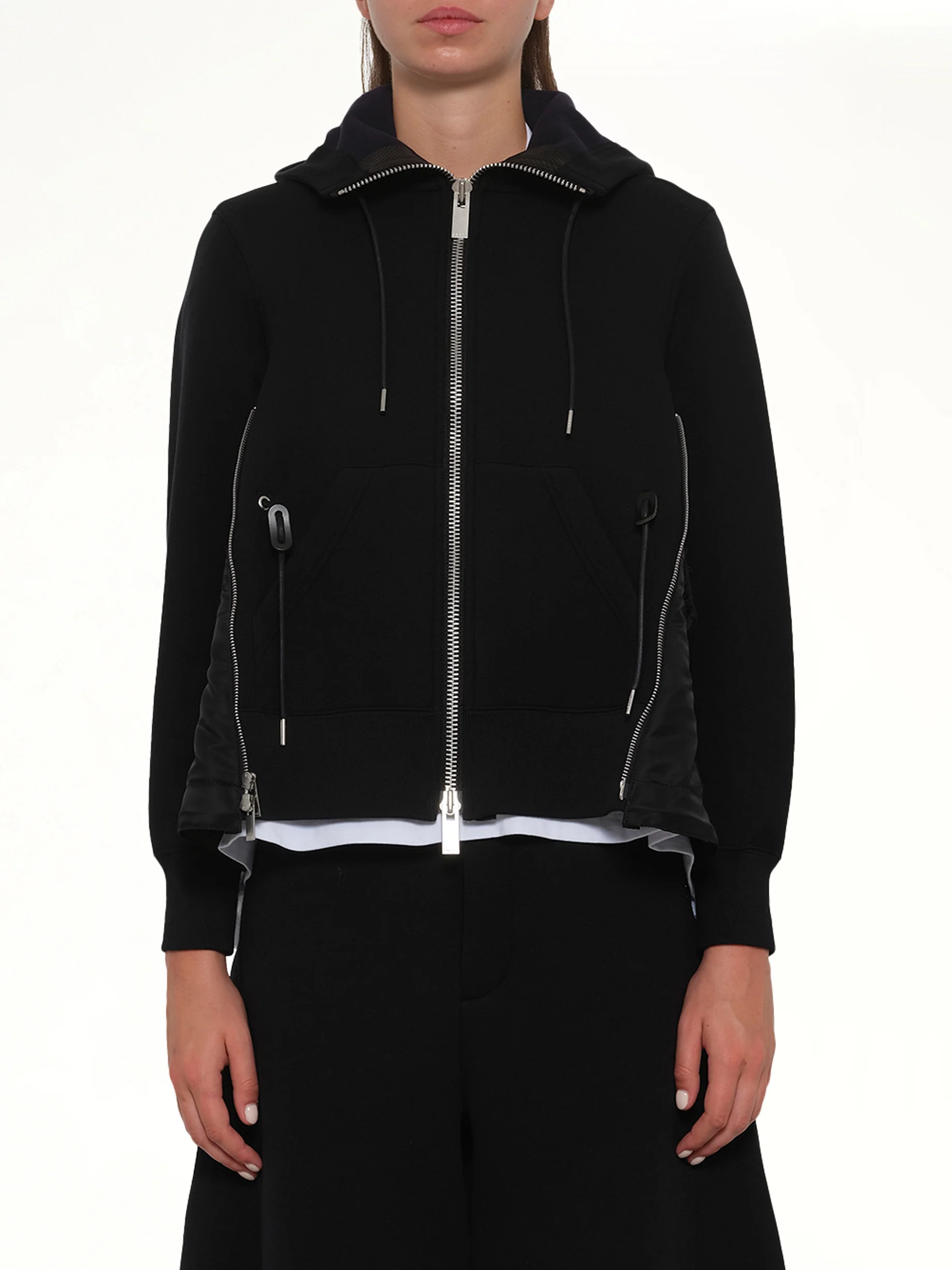 Sponge Sweat x Nylon Twill Hoodie in Black