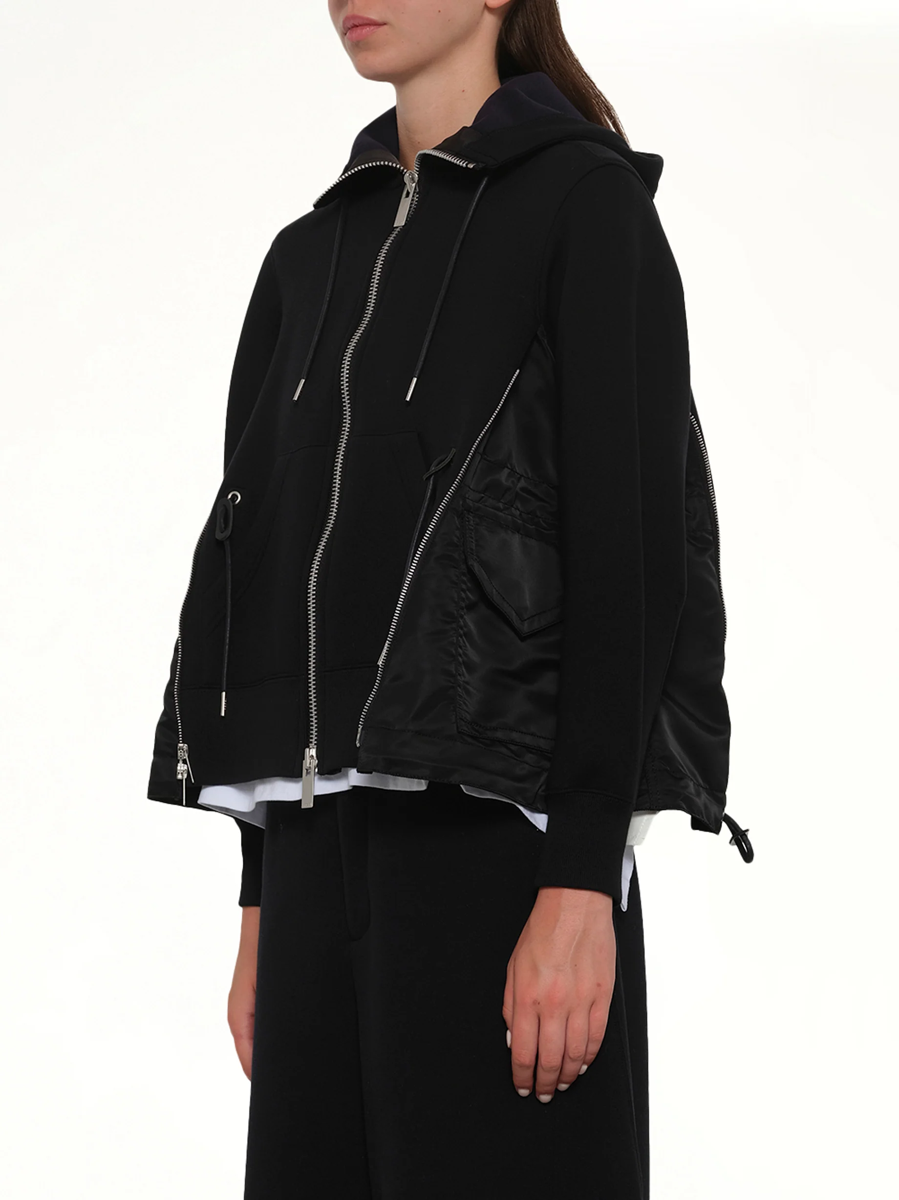 Sponge Sweat x Nylon Twill Hoodie in Black - Image 3