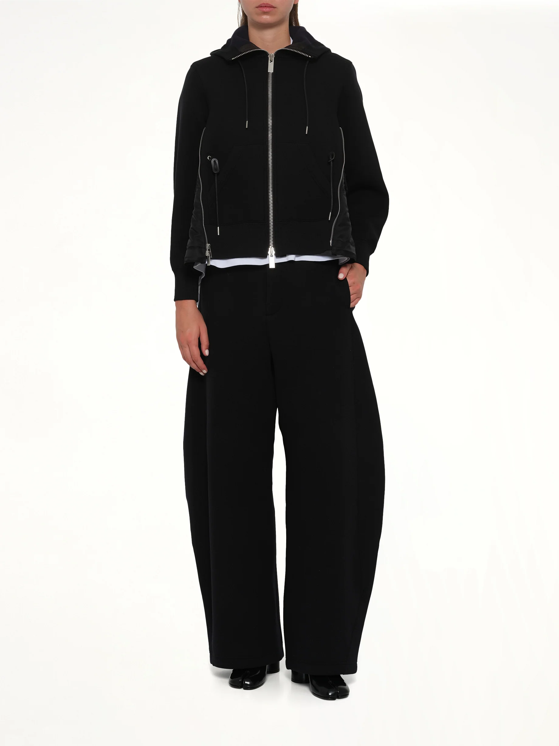 Sponge Sweat x Nylon Twill Hoodie in Black - Image 4