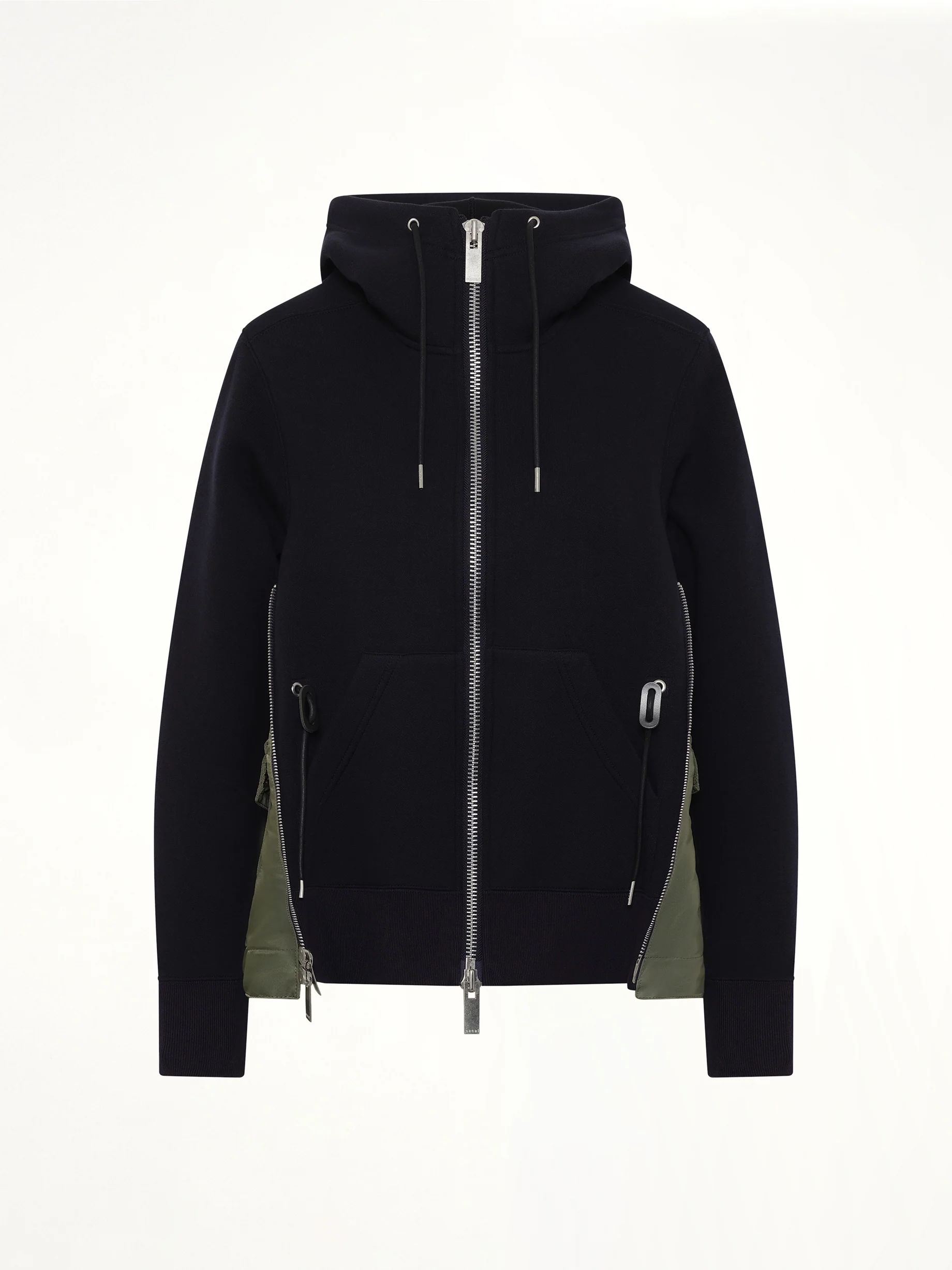 Sponge Sweat x Nylon Twill Hoodie in Navy/Khaki - Image 2