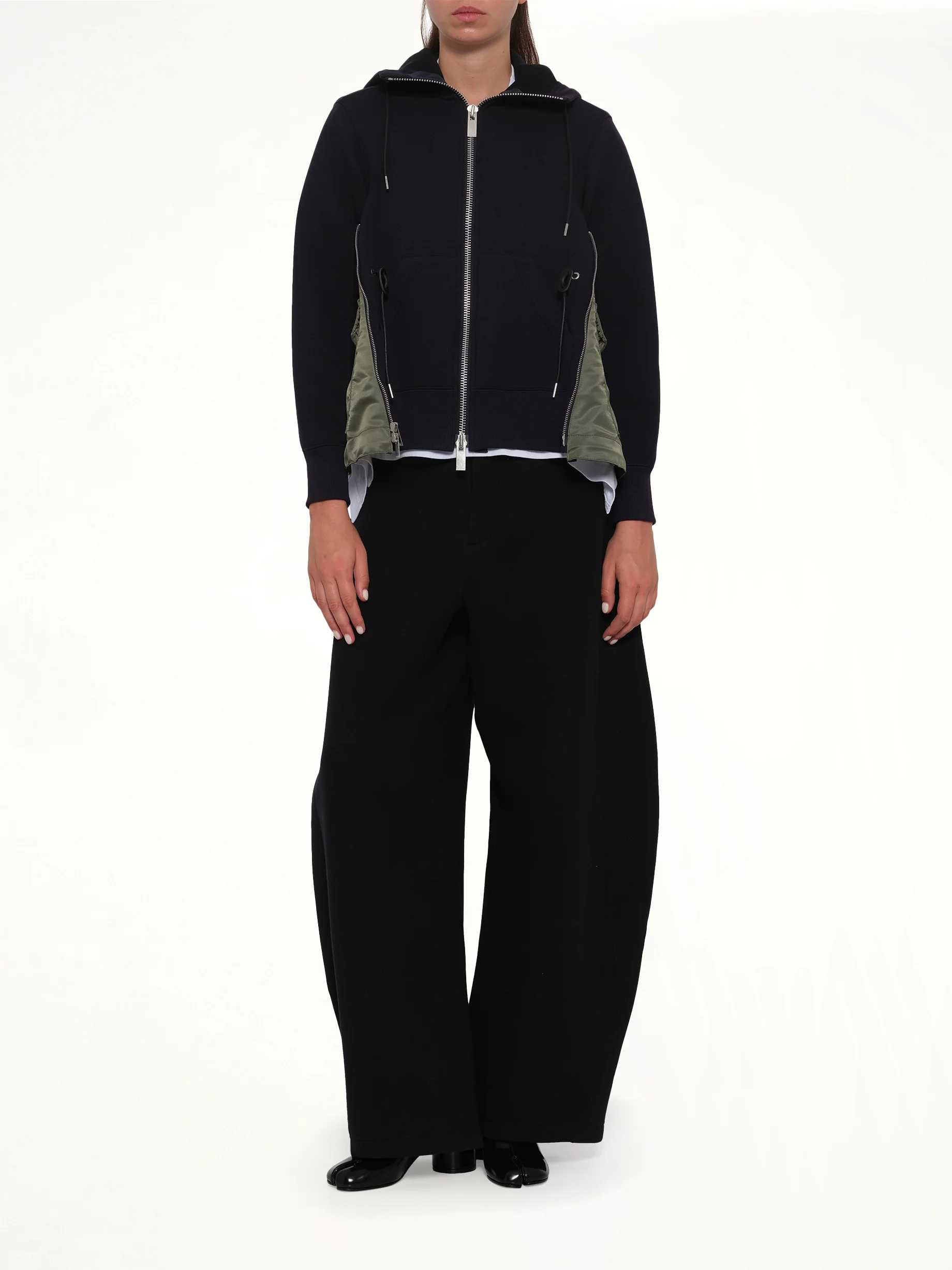 Sponge Sweat x Nylon Twill Hoodie in Navy/Khaki - Image 4