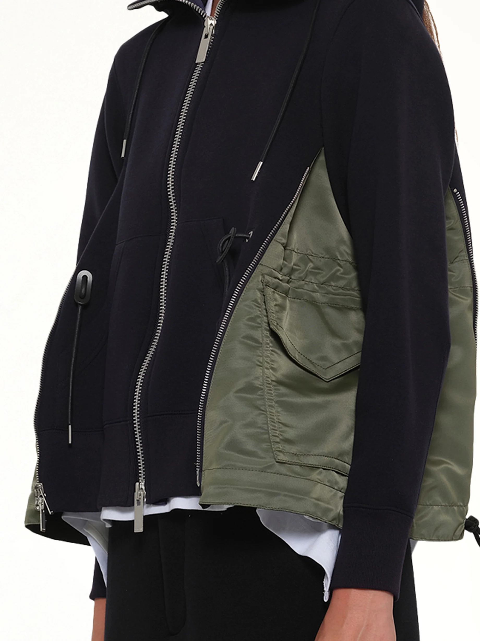 Sponge Sweat x Nylon Twill Hoodie in Navy/Khaki - Image 6