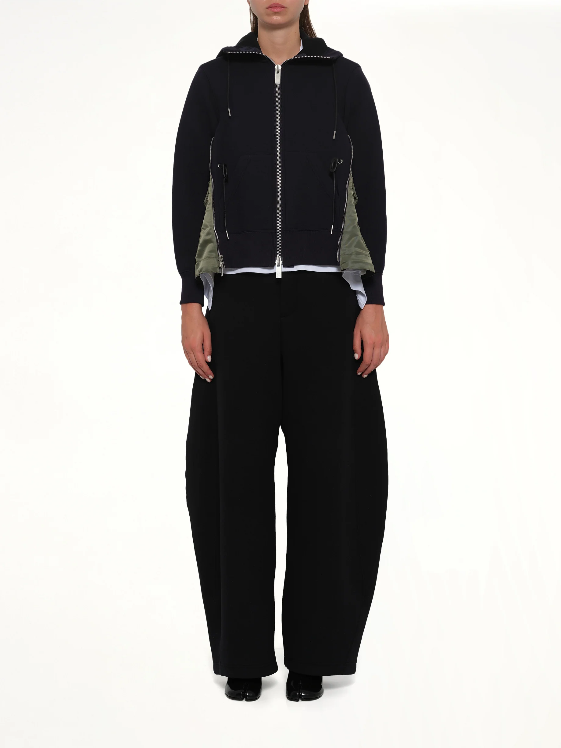 Sponge Sweat x Nylon Twill Hoodie in Navy/Khaki - Image 7